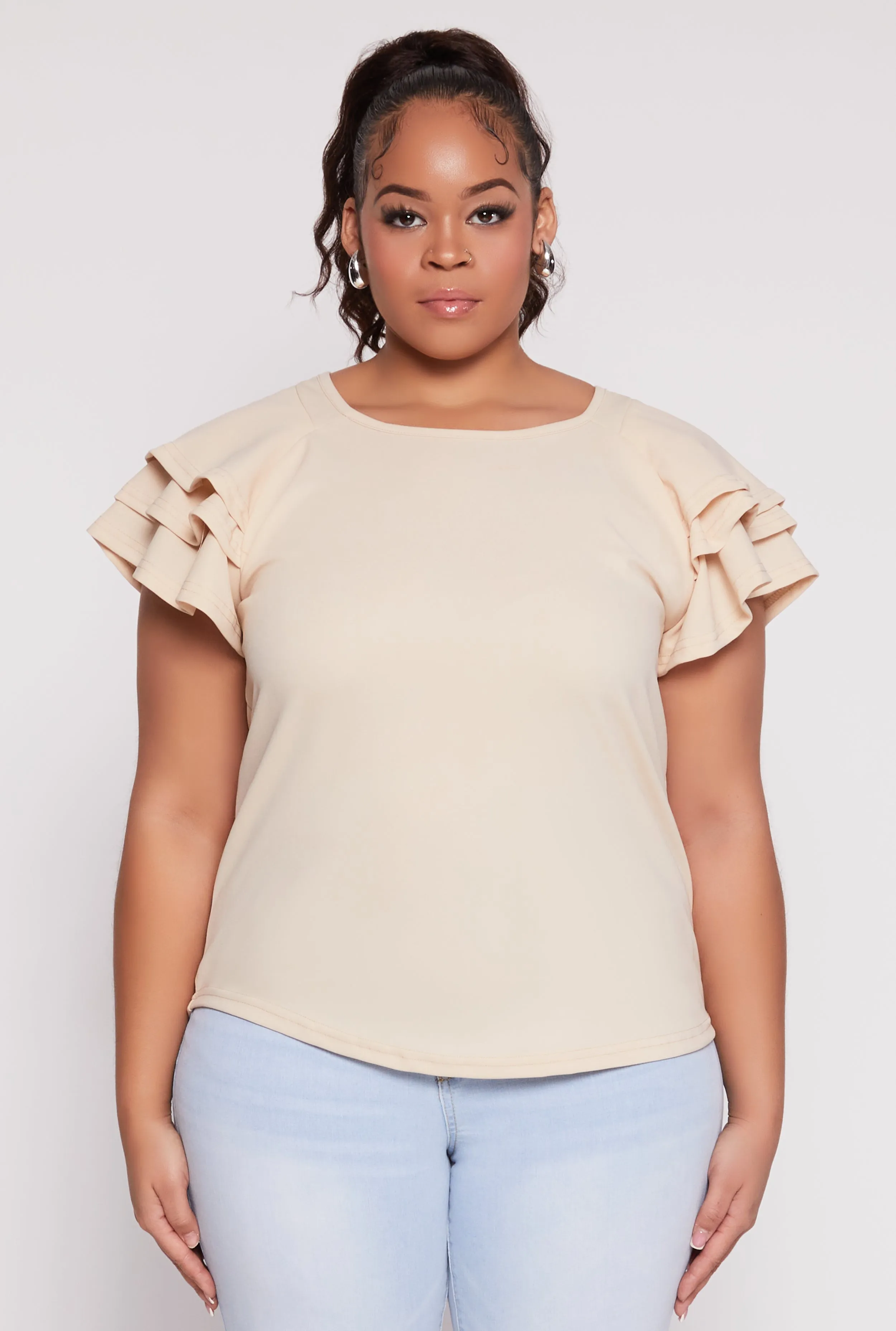 Plus Size Tiered Flutter Sleeve Blouse sold by Rainbow product image thumbnail 2