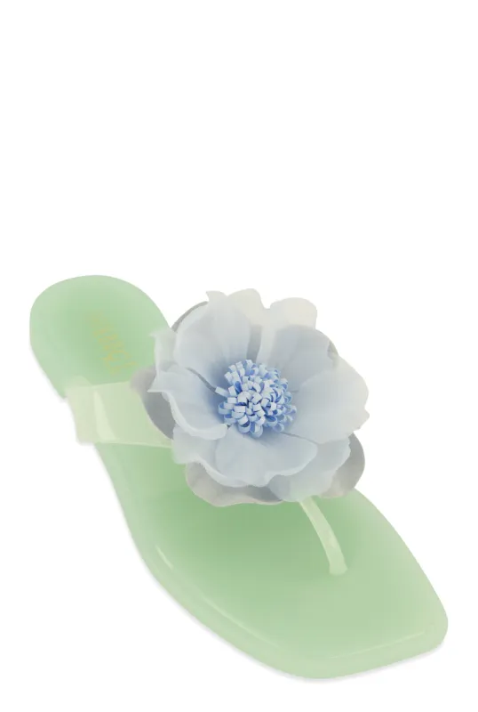 Floral Detail Jelly Thong Sandals sold by Rainbow