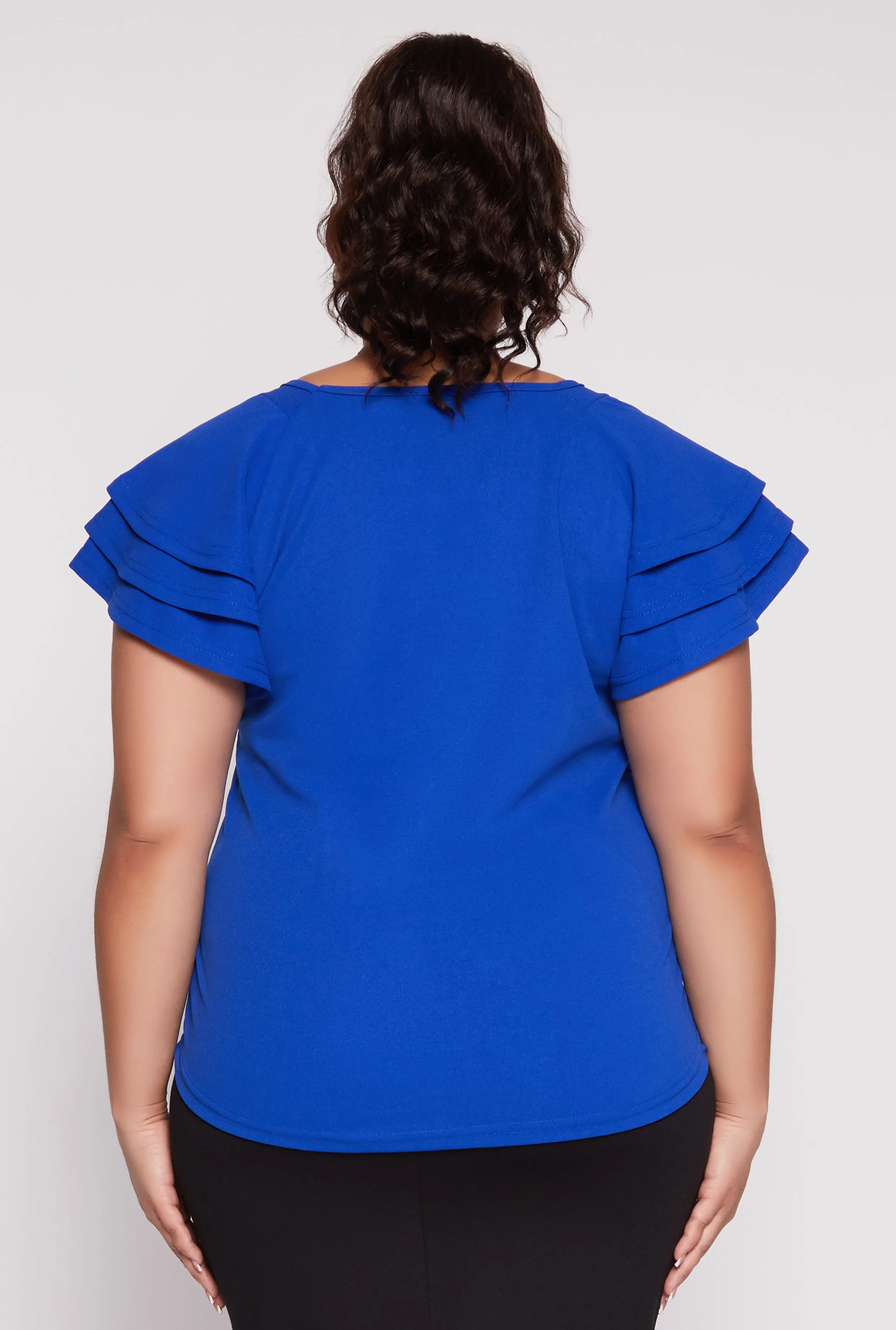 Plus Size Tiered Flutter Sleeve Blouse sold by Rainbow product image thumbnail 5