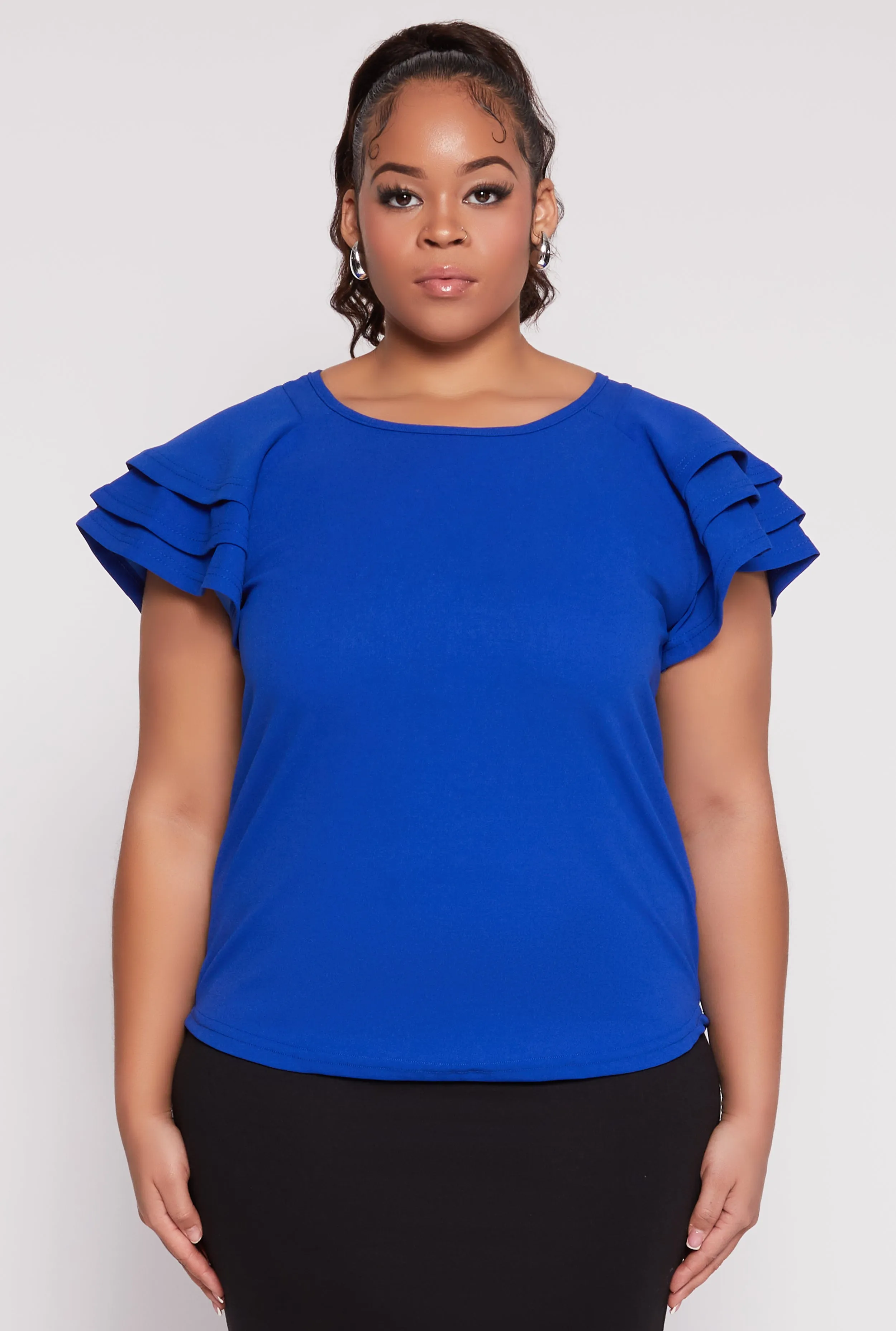 Plus Size Tiered Flutter Sleeve Blouse sold by Rainbow product image thumbnail 2