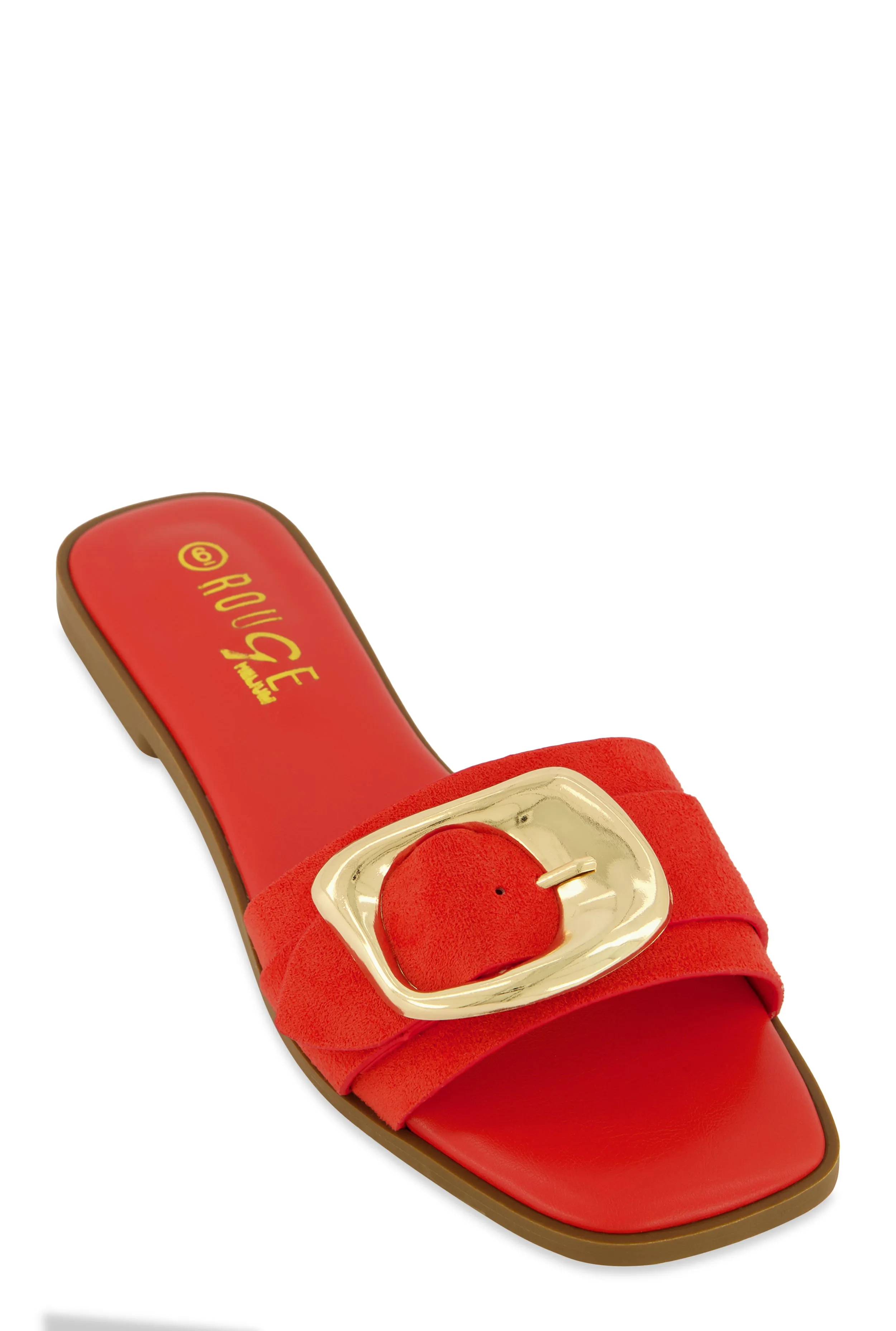 Metallic Buckle Band Slide Sandals sold by Rainbow