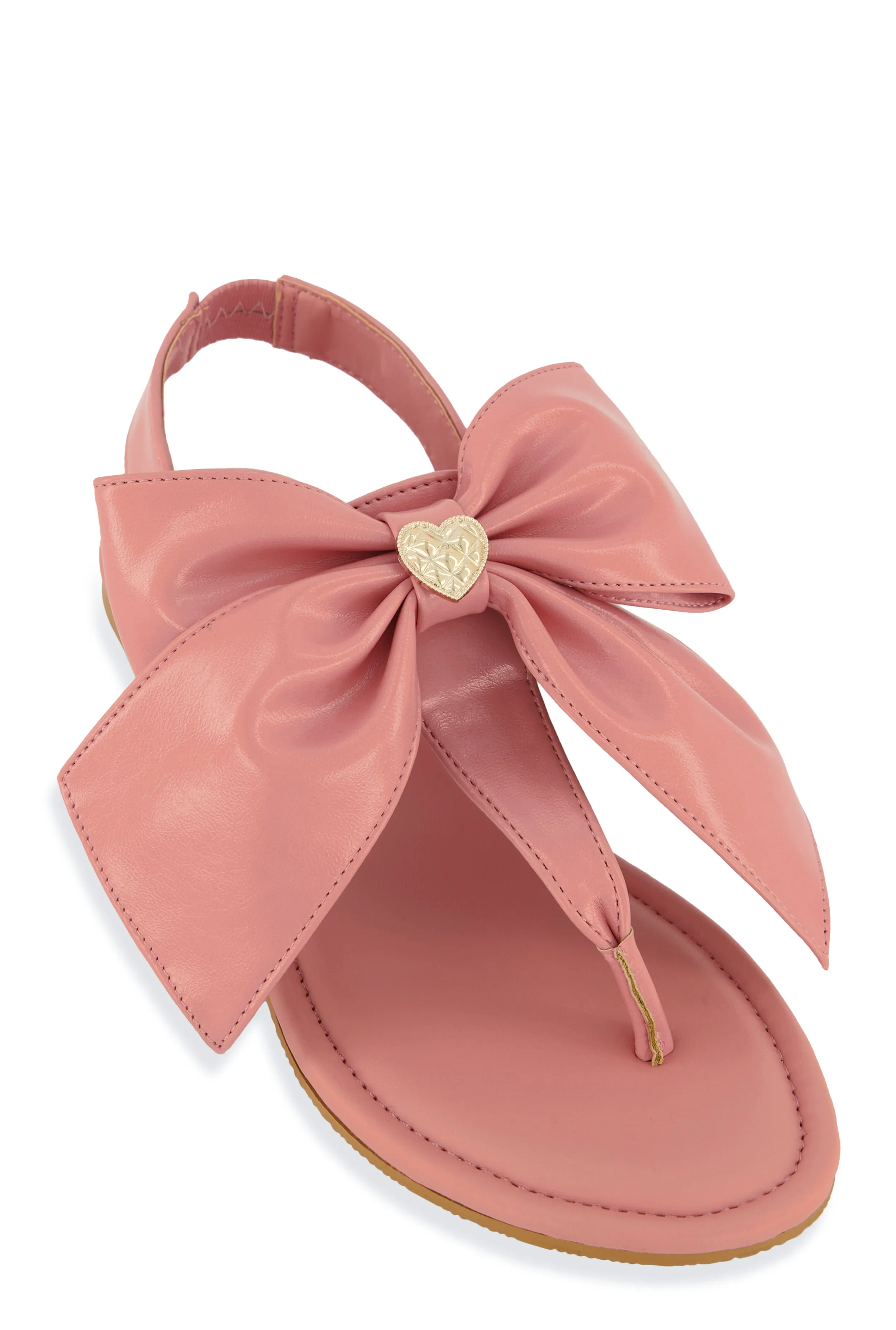Heart Charm Bow Corded Thong Sandals sold by Rainbow
