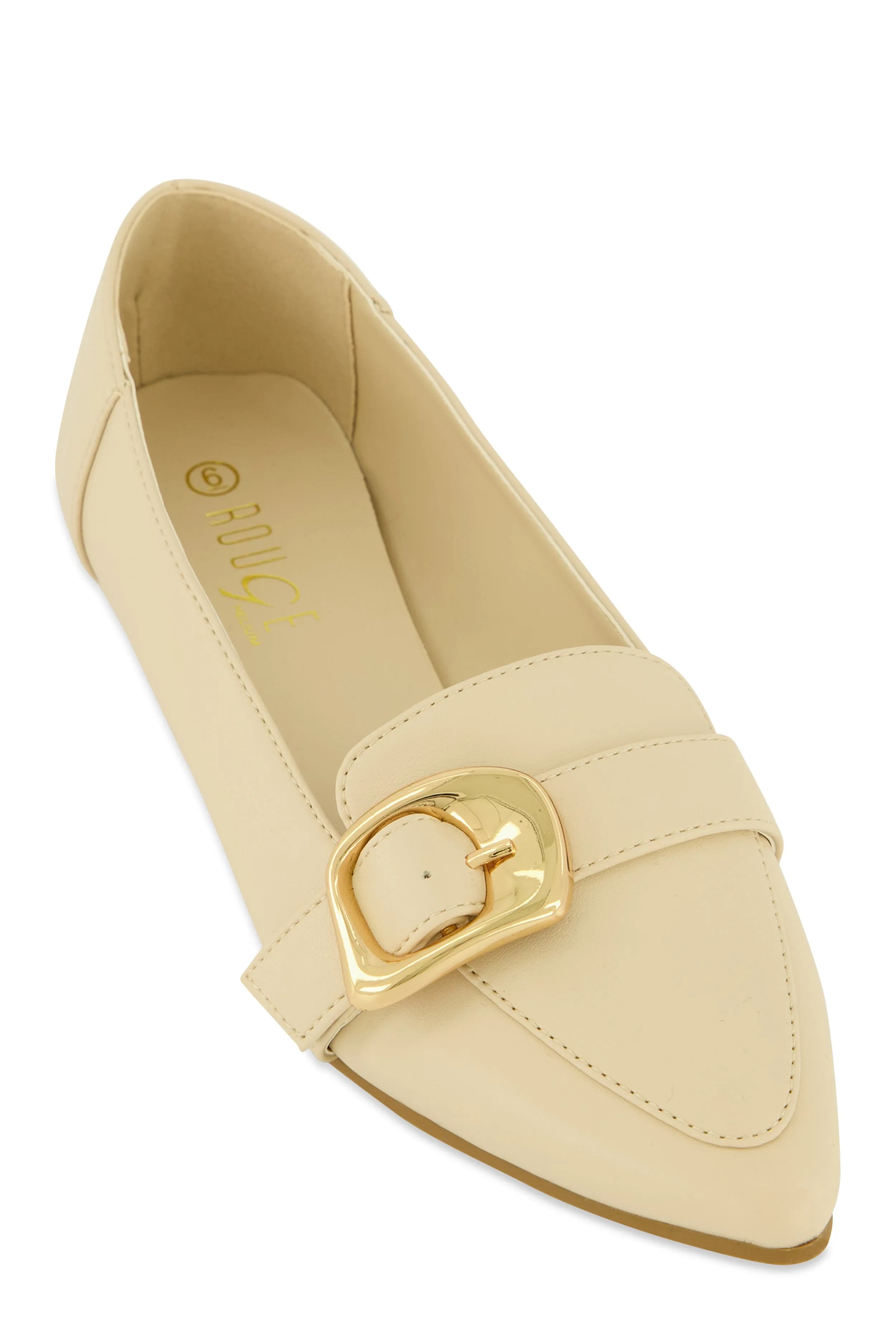 Metallic Buckle Pointed Toe Flats sold by Rainbow