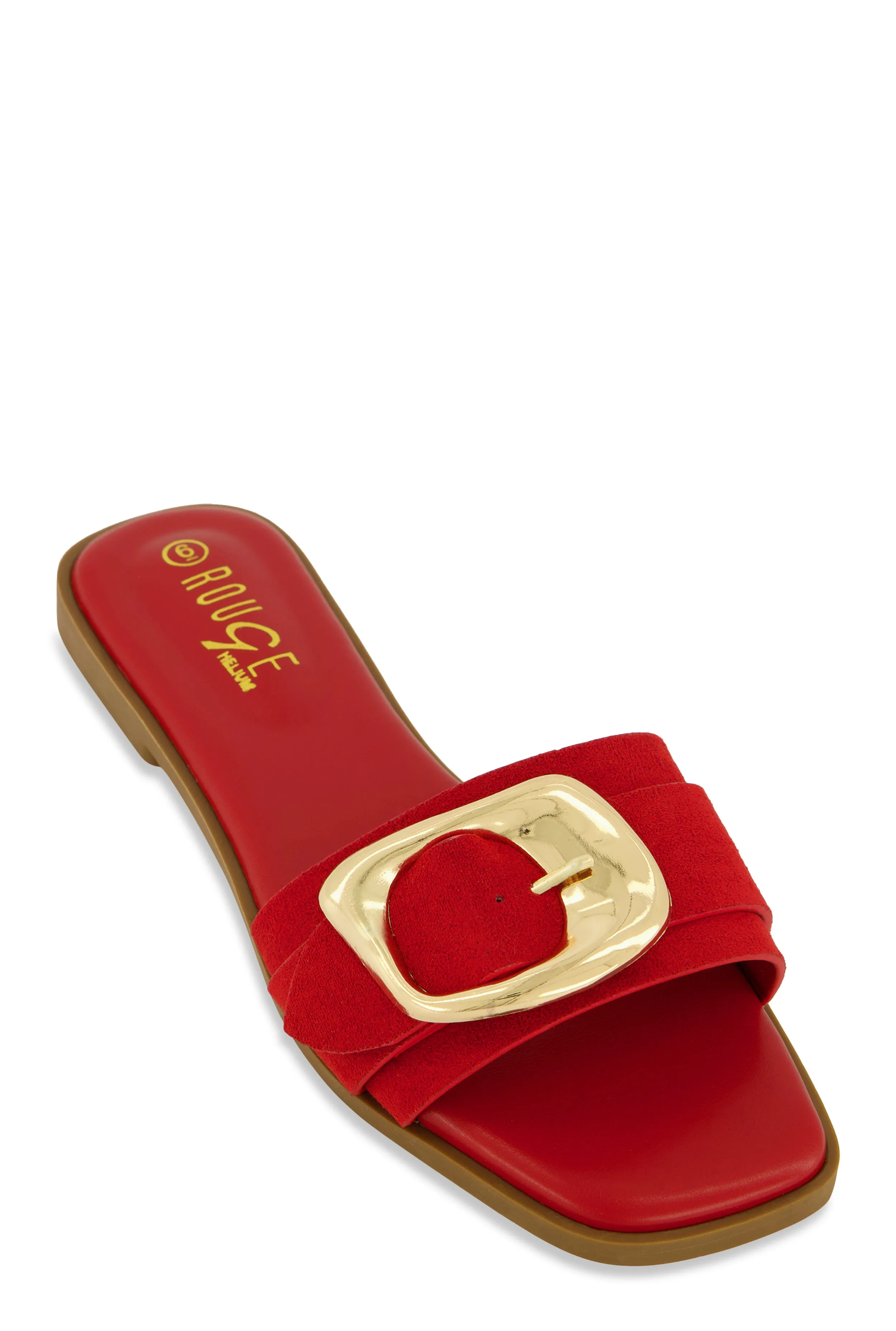 Metallic Buckle Band Slide Sandals sold by Rainbow