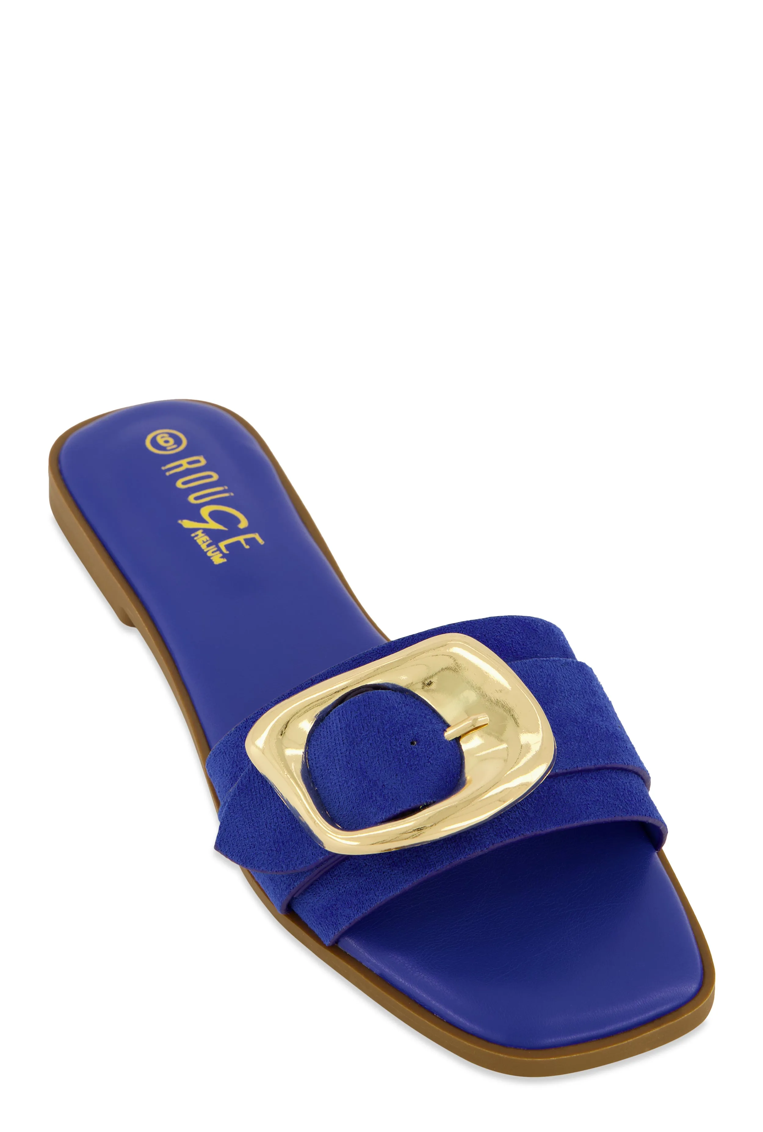 Metallic Buckle Band Slide Sandals sold by Rainbow