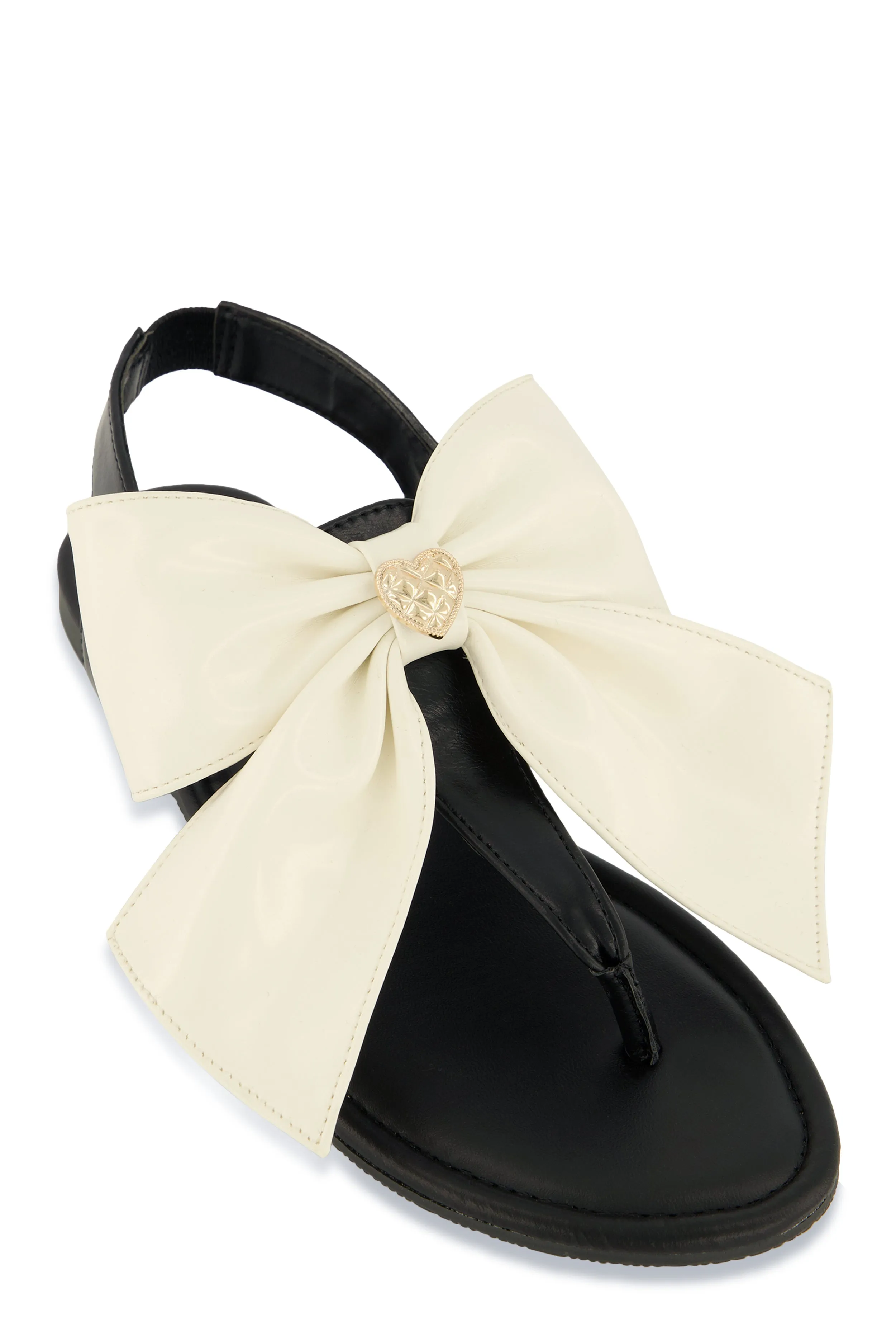 Heart Charm Bow Corded Thong Sandals sold by Rainbow