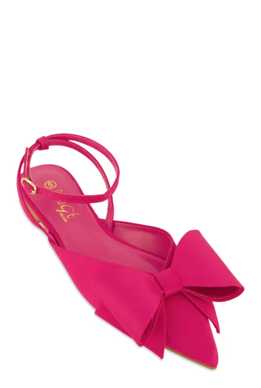 Bow Pointed Toe Ankle Strap Flats sold by Rainbow