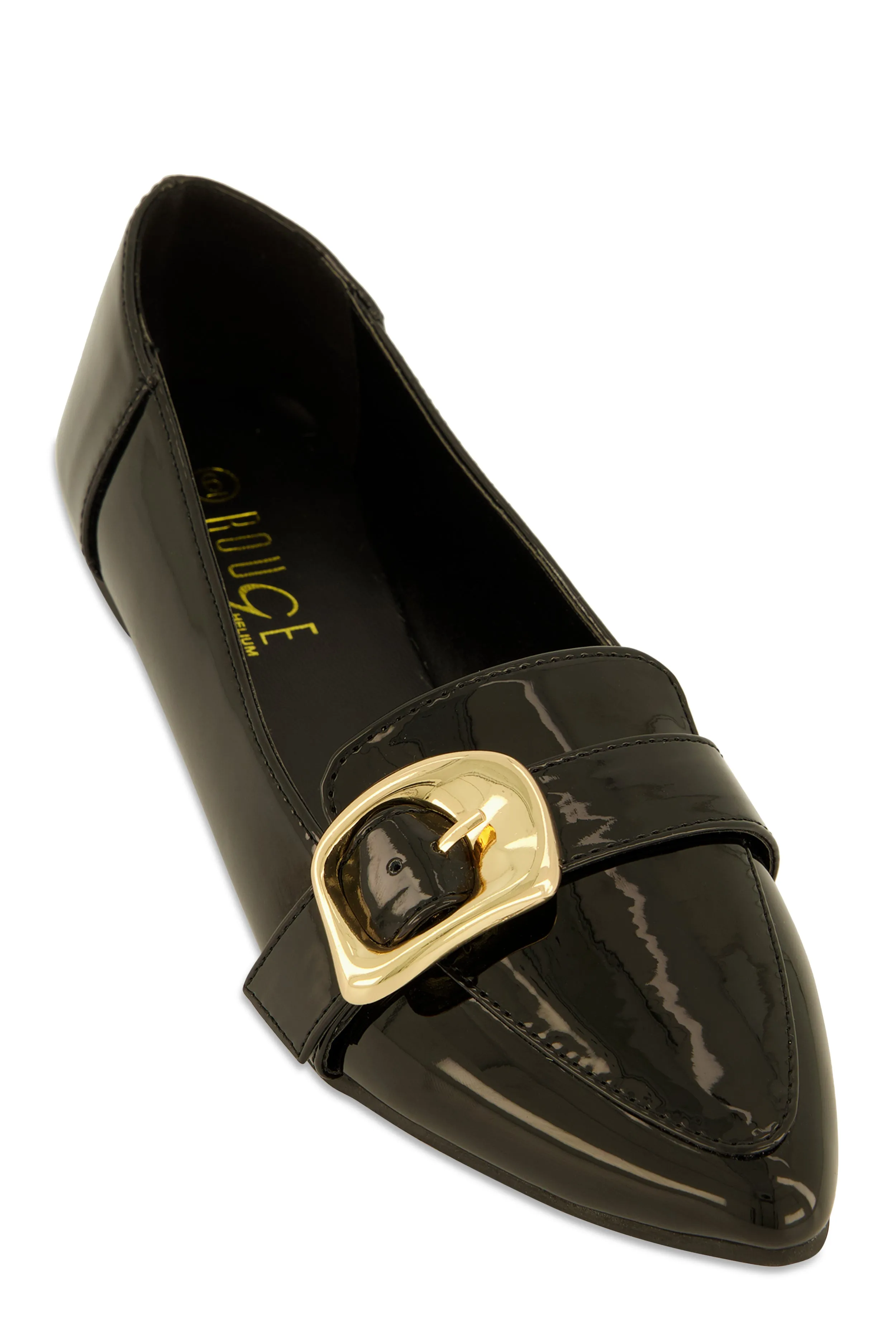 Metallic Buckle Pointed Toe Flats sold by Rainbow