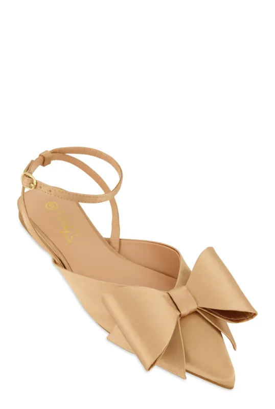 Bow Pointed Toe Ankle Strap Flats sold by Rainbow