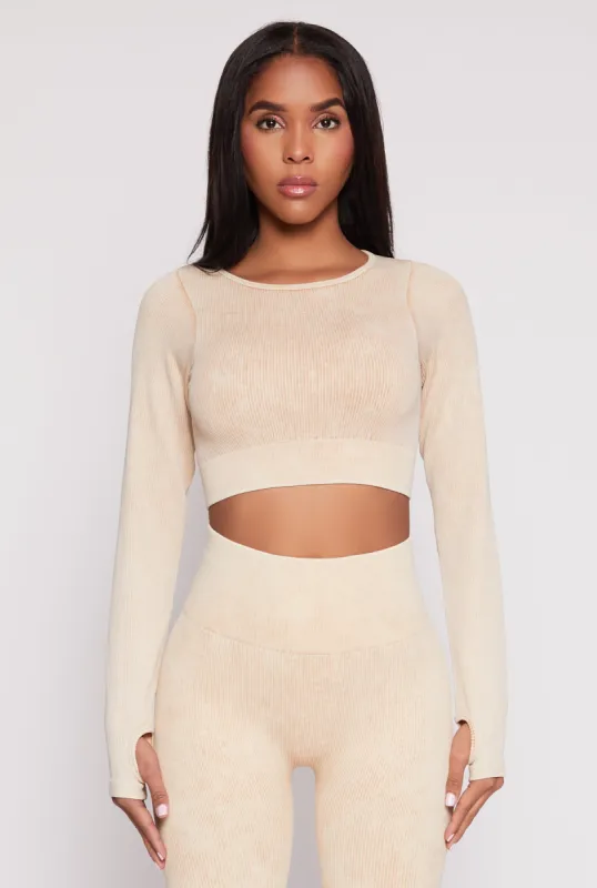 Daisy Ribbed Knit Long Sleeve Crop Top sold by Rainbow