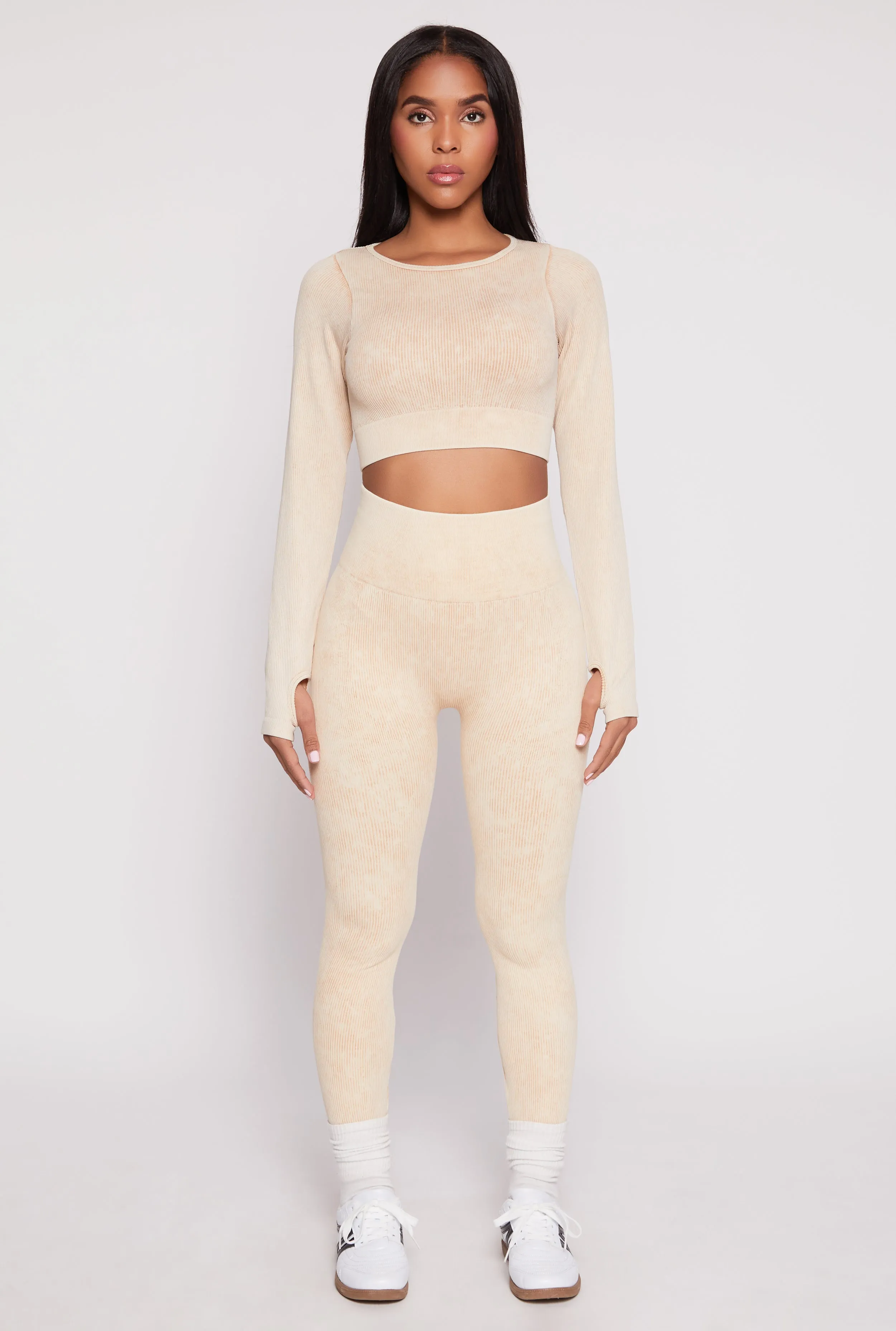 Daisy Ribbed Knit Long Sleeve Crop Top sold by Rainbow product image thumbnail 2