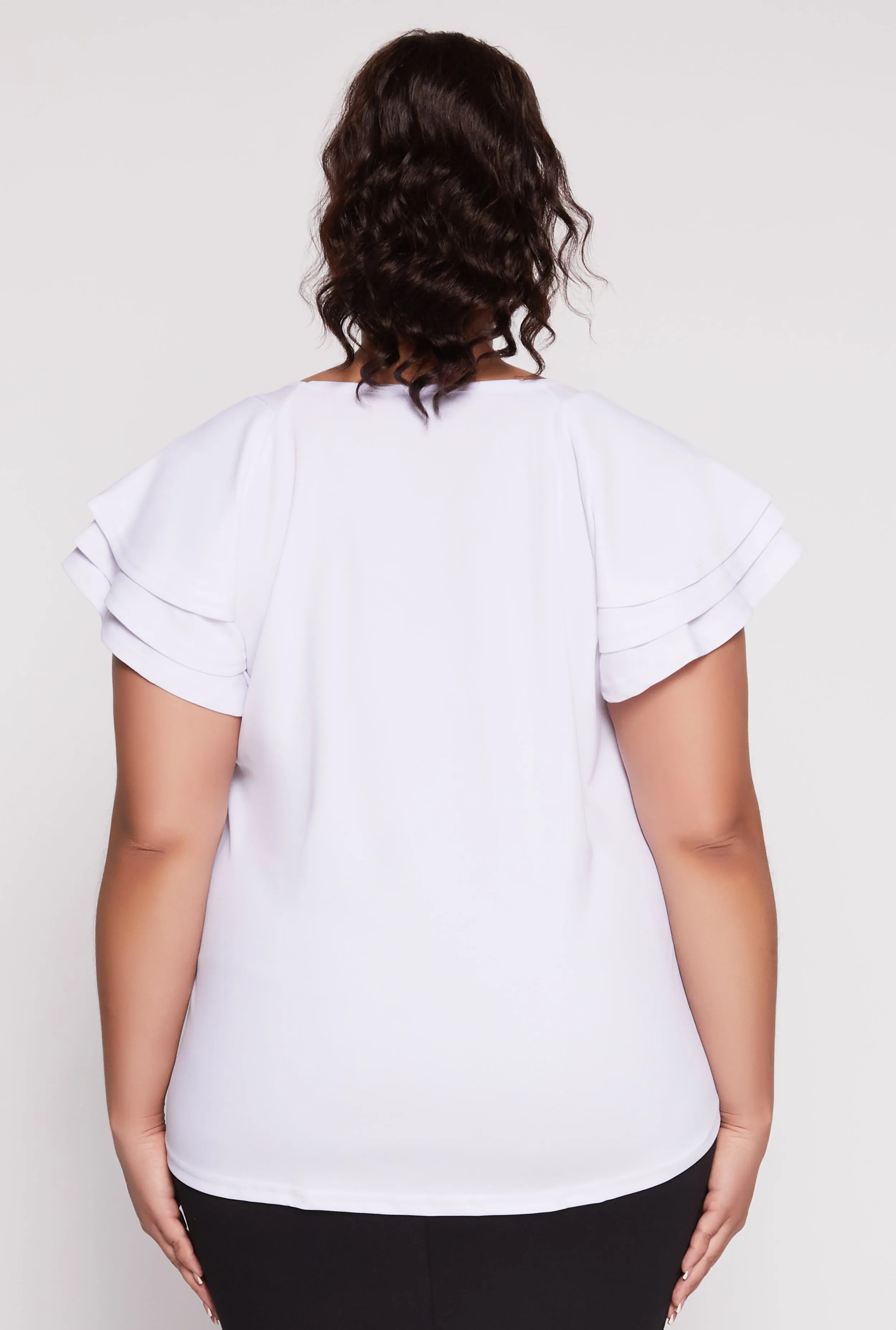 Plus Size Tiered Flutter Sleeve Blouse sold by Rainbow product image thumbnail 5