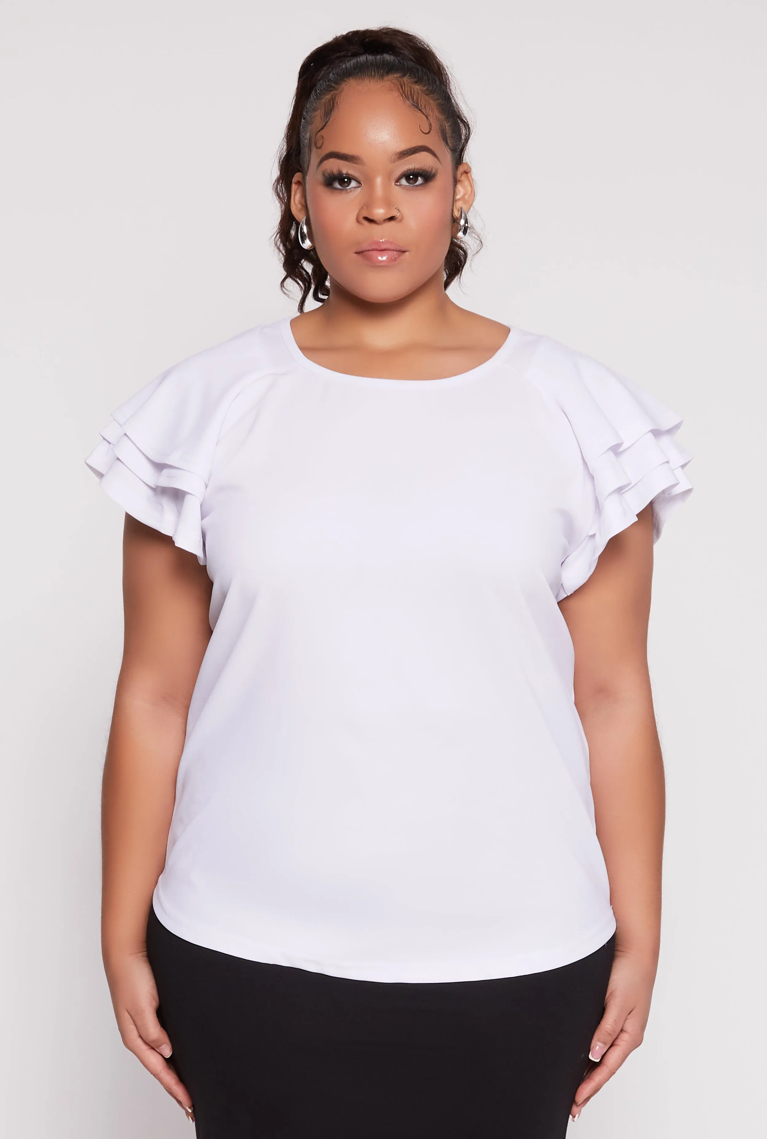 Plus Size Tiered Flutter Sleeve Blouse sold by Rainbow product image thumbnail 2