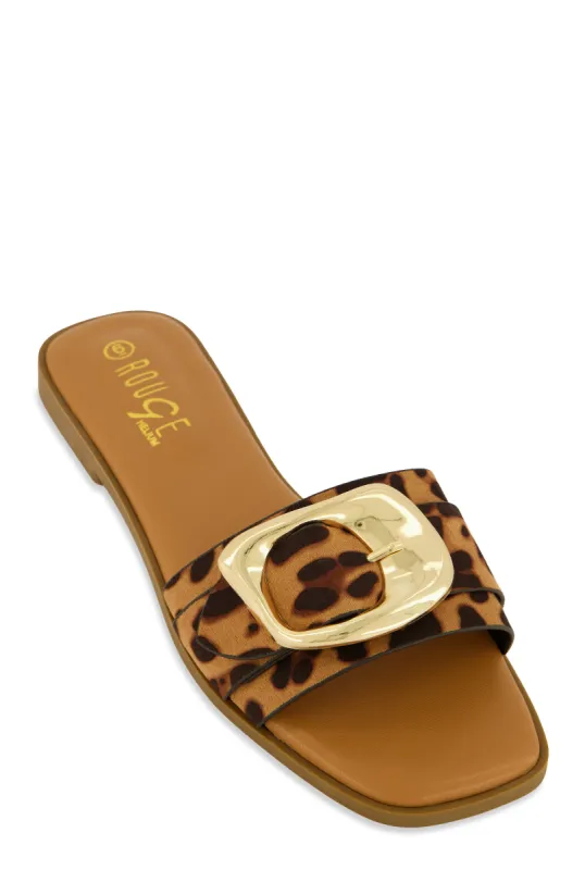 Metallic Buckle Band Slide Sandals sold by Rainbow