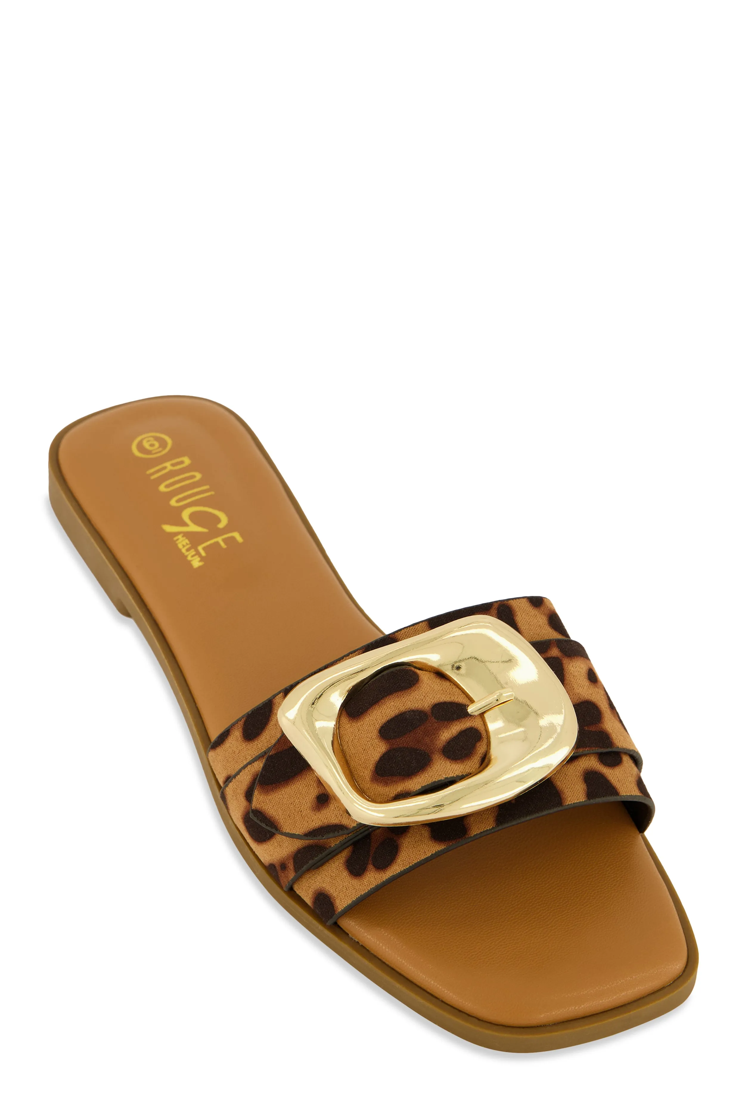 Metallic Buckle Band Slide Sandals sold by Rainbow