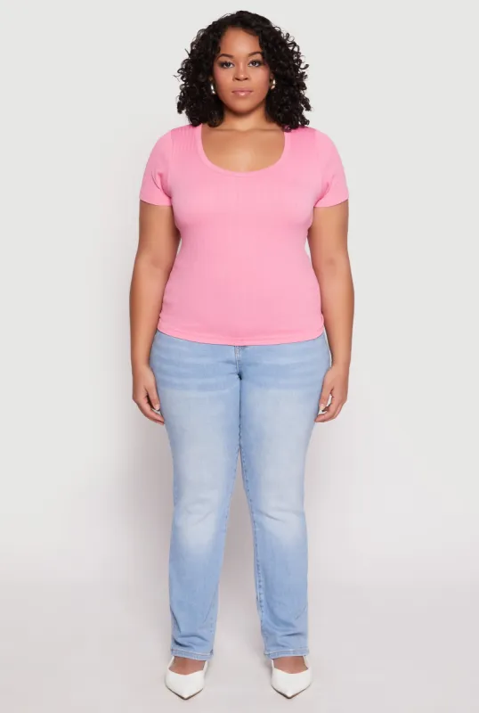 Plus Size Basic Ribbed Knit Seamless Top sold by Rainbow