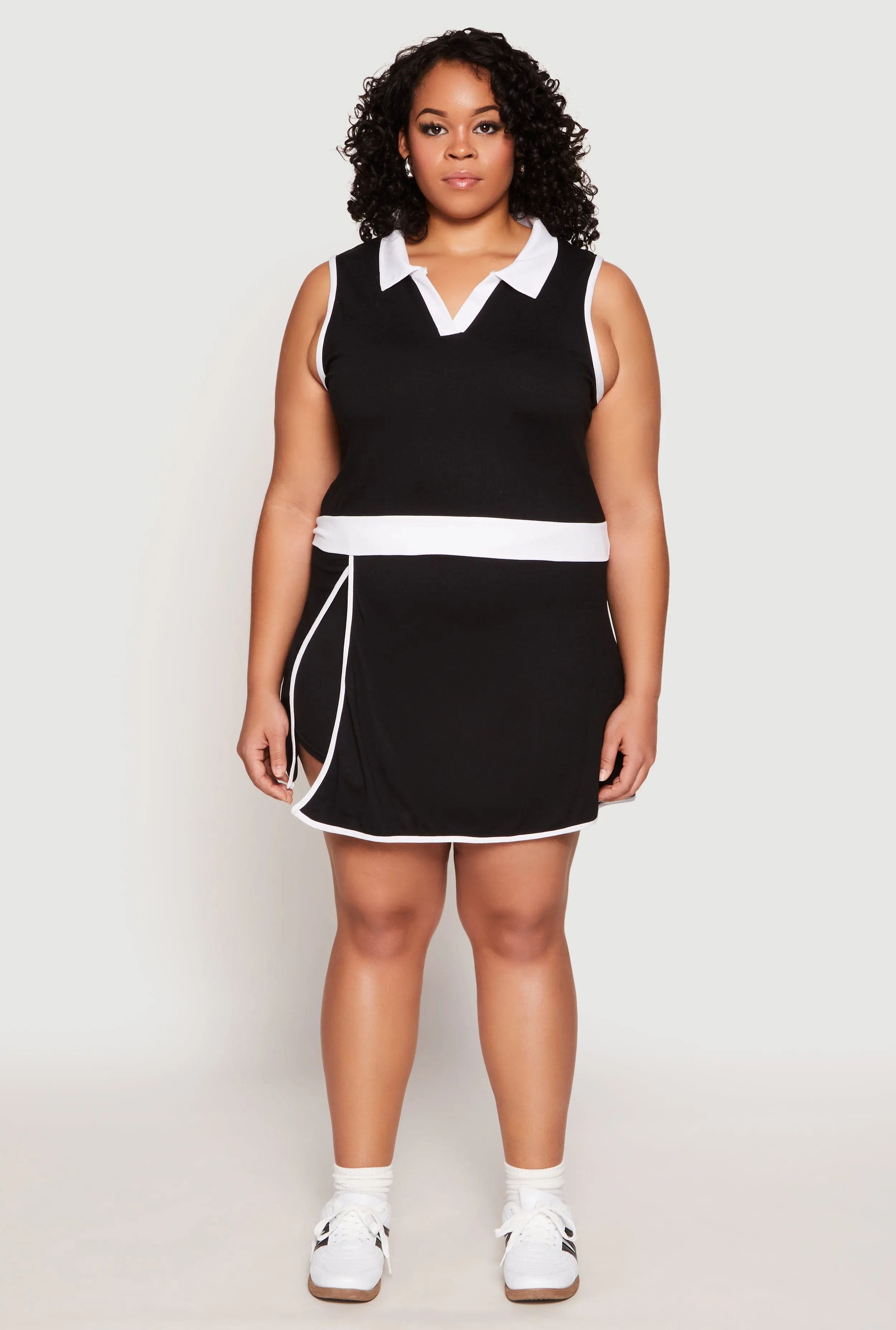 Plus Size Contrast Trim Johnny Collar Sleeveless Top sold by Rainbow product image thumbnail 2