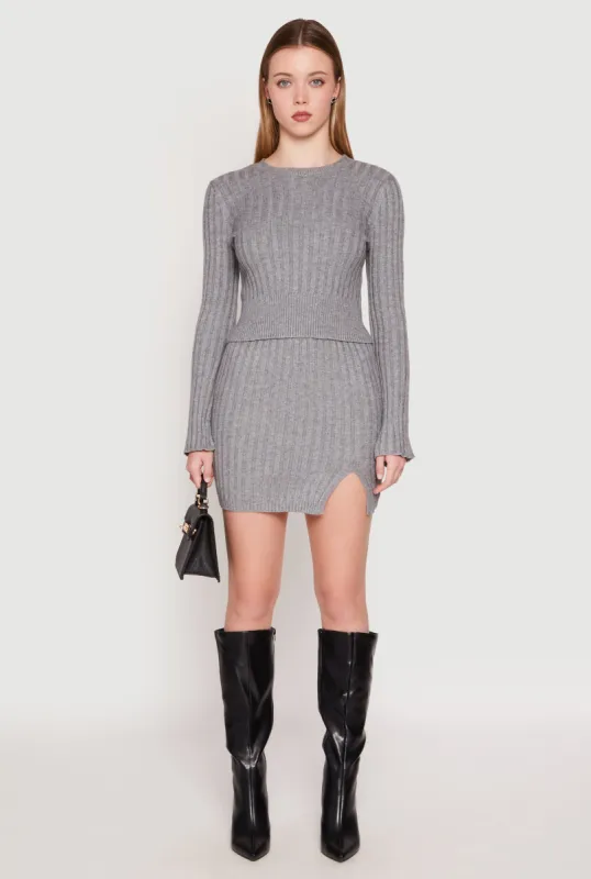 Almost Famous Ribbed Knit Side Slit Skirt sold by Rainbow