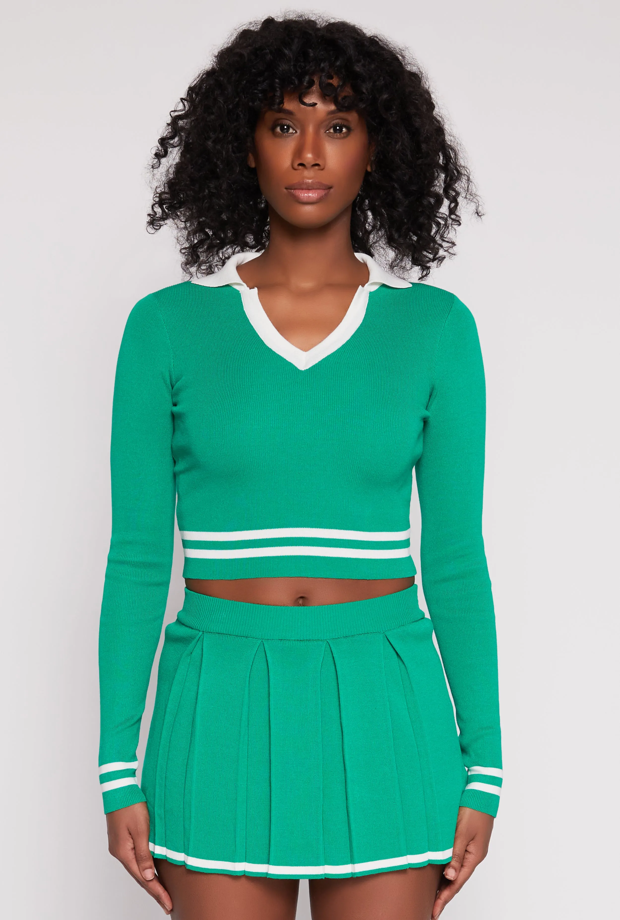 Daisy Varsity Stripe Detail Crop Top sold by Rainbow