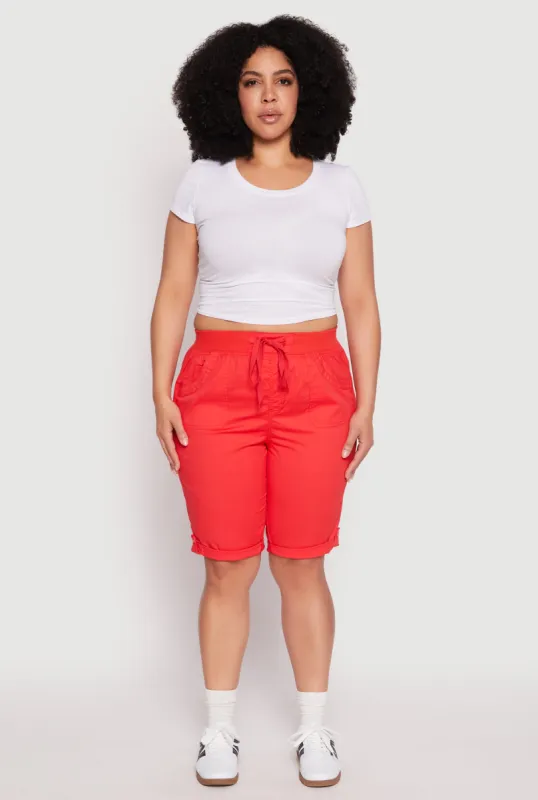 Plus Size Tabbed Cuff Bermuda Shorts sold by Rainbow
