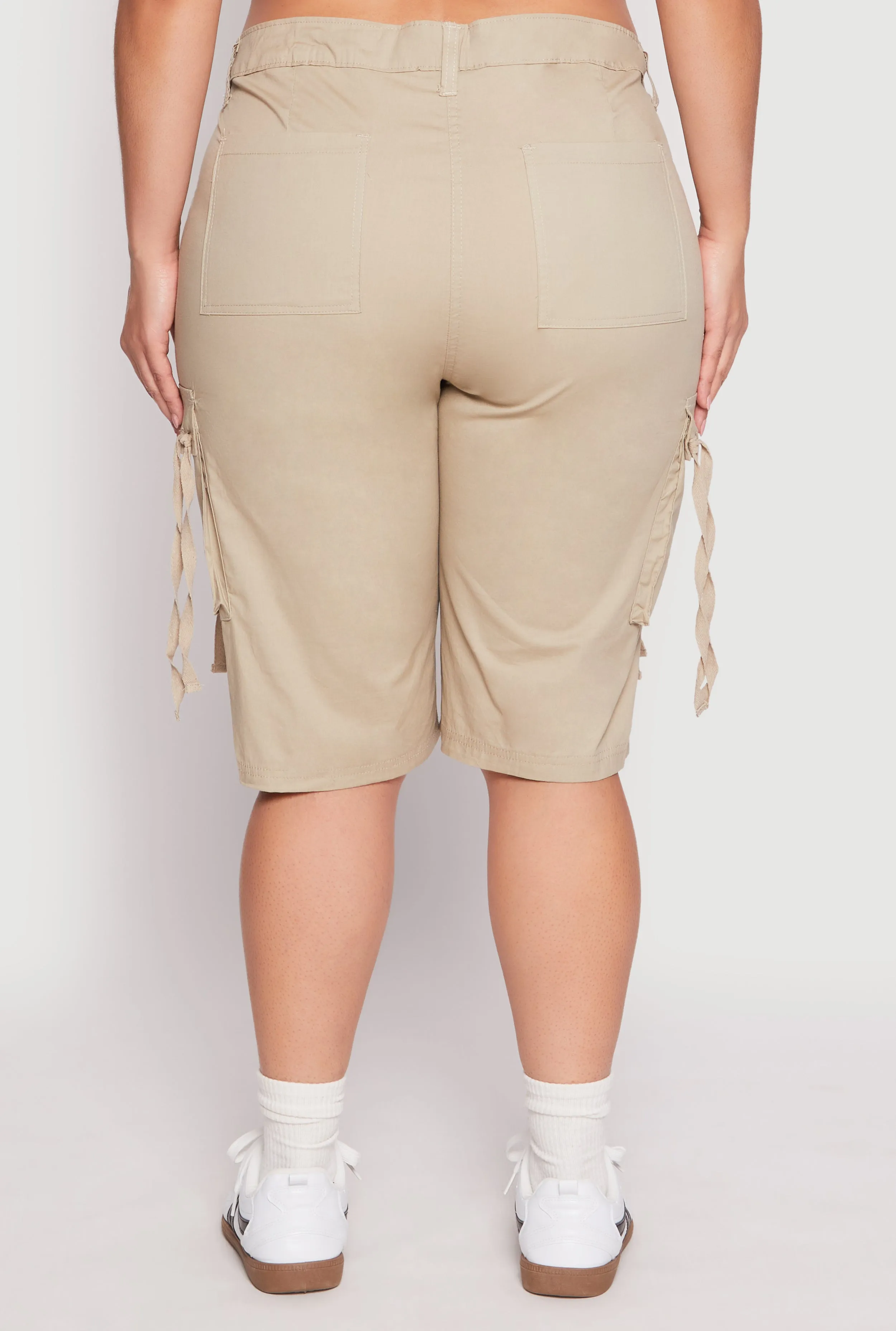 Plus Size Tie Cargo Pocket Bermuda Shorts sold by Rainbow product image thumbnail 5