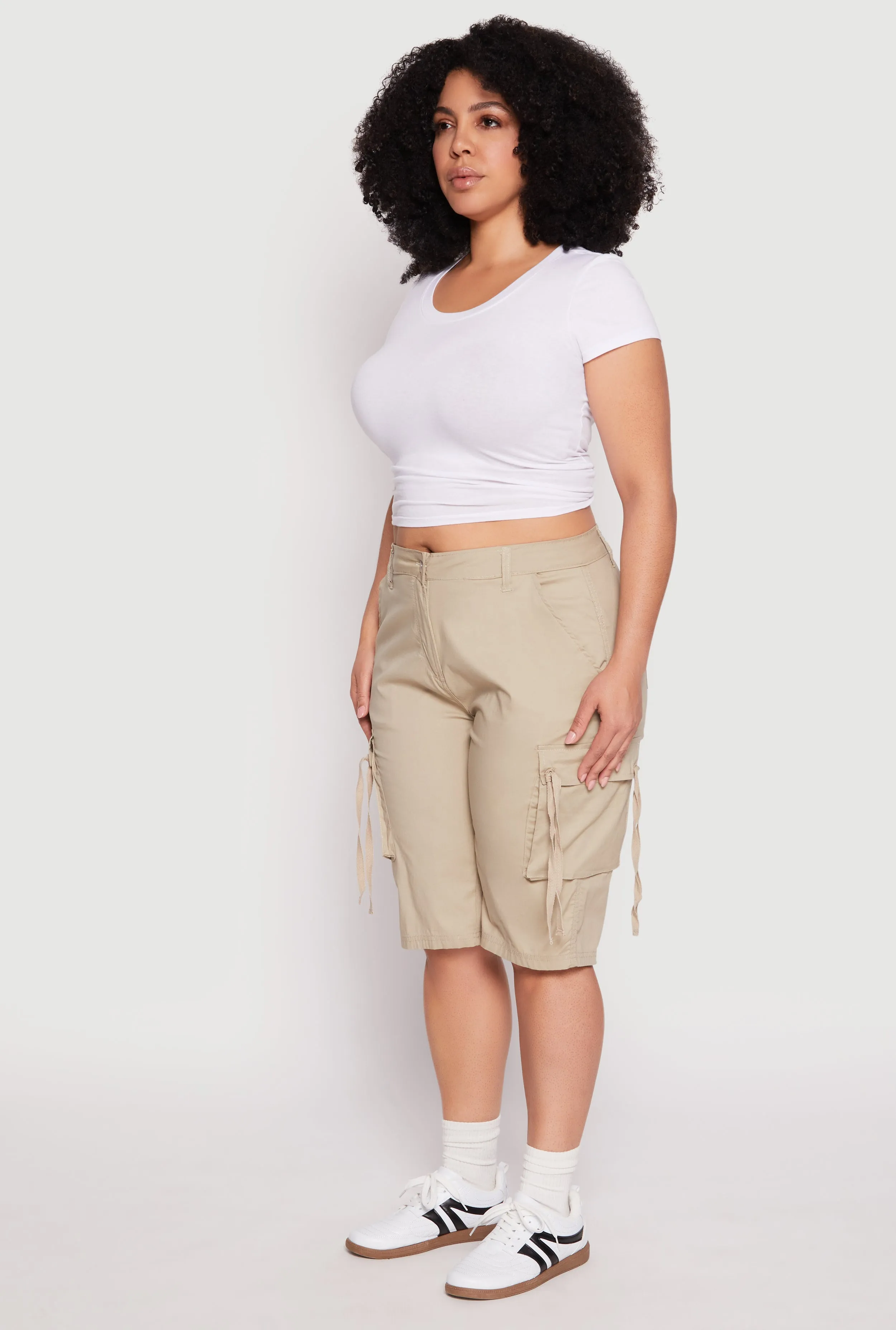 Plus Size Tie Cargo Pocket Bermuda Shorts sold by Rainbow product image thumbnail 2