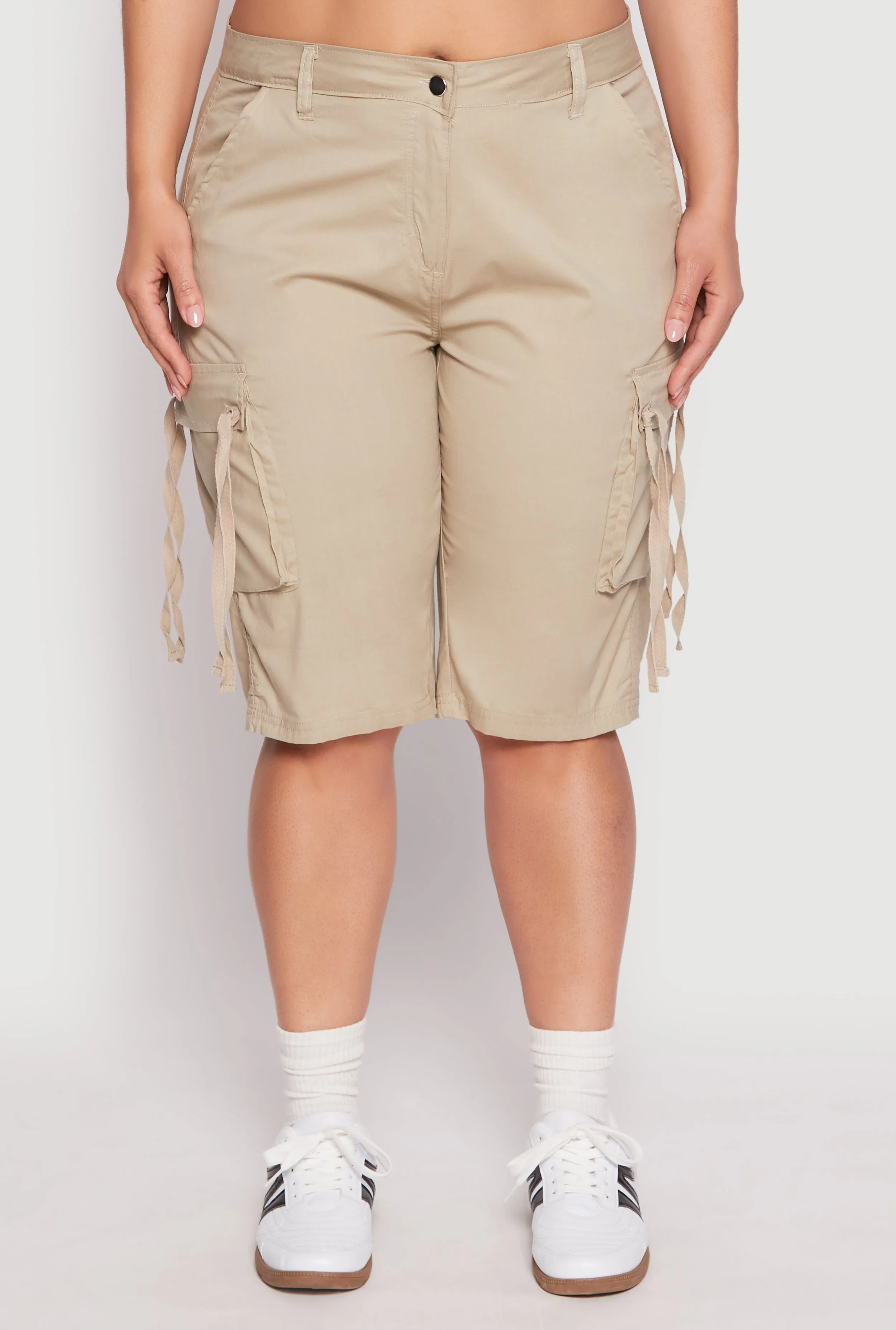 Plus Size Tie Cargo Pocket Bermuda Shorts sold by Rainbow product image thumbnail 3