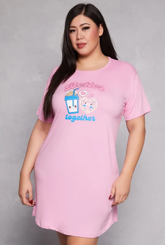 Plus Size Better Together Graphic Sleepshirt sold by Rainbow