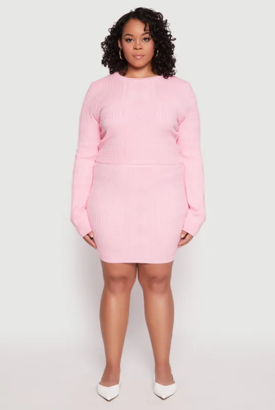 Plus Size Daisy Cable Knit Pencil Skirt sold by Rainbow