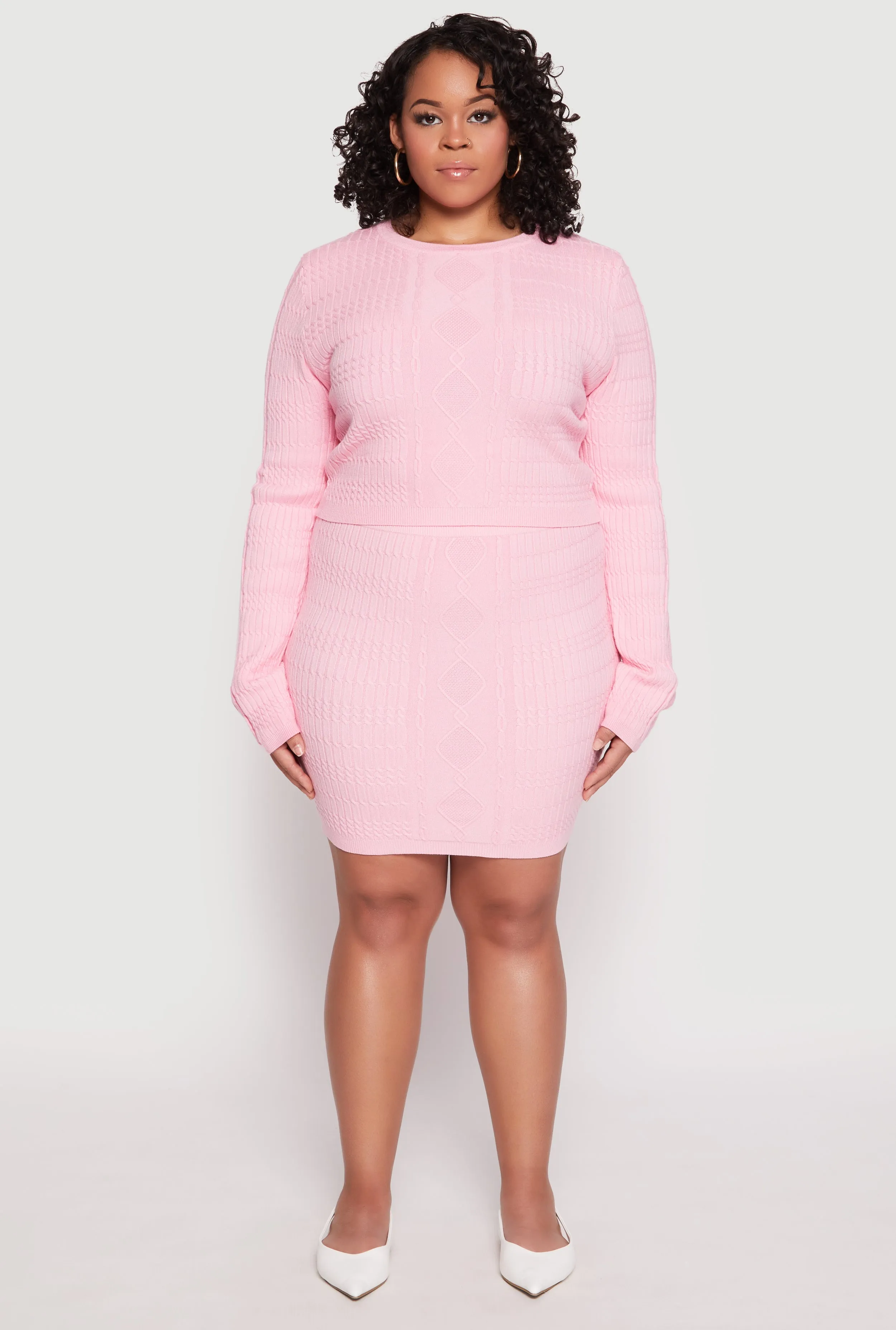 Plus Size Daisy Cable Knit Crew Neck Sweater sold by Rainbow product image thumbnail 2