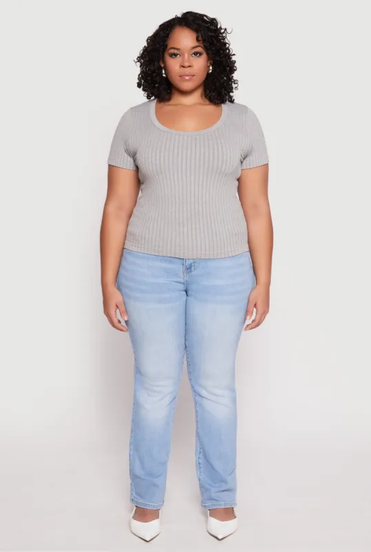 Plus Size Basic Ribbed Knit Seamless Top sold by Rainbow
