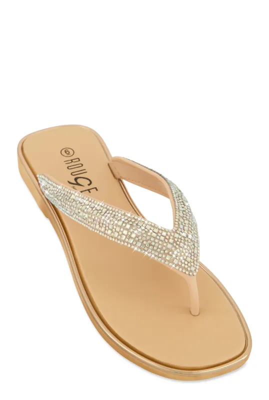 Rhinestone Thong Slide Sandals sold by Rainbow