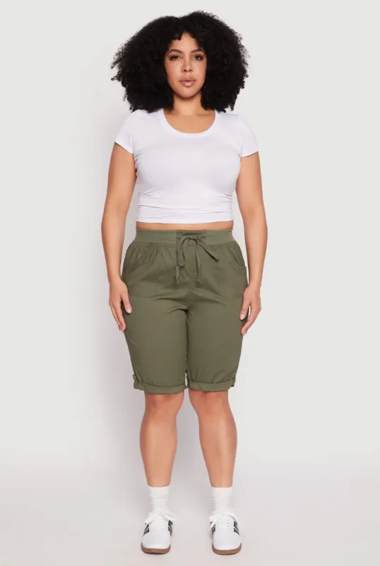 Plus Size Tabbed Cuff Bermuda Shorts sold by Rainbow