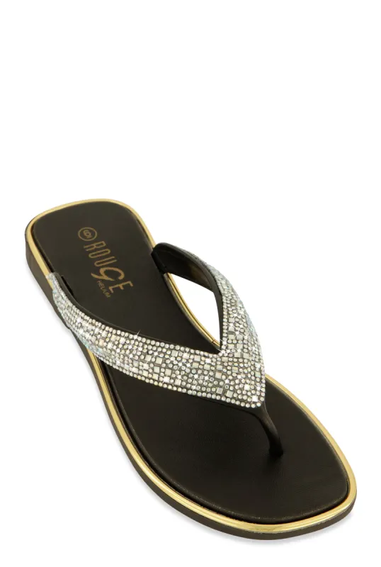 Rhinestone Thong Slide Sandals sold by Rainbow