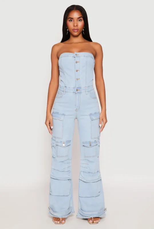 Daisy Denim Cargo Pocket Jumpsuit sold by Rainbow