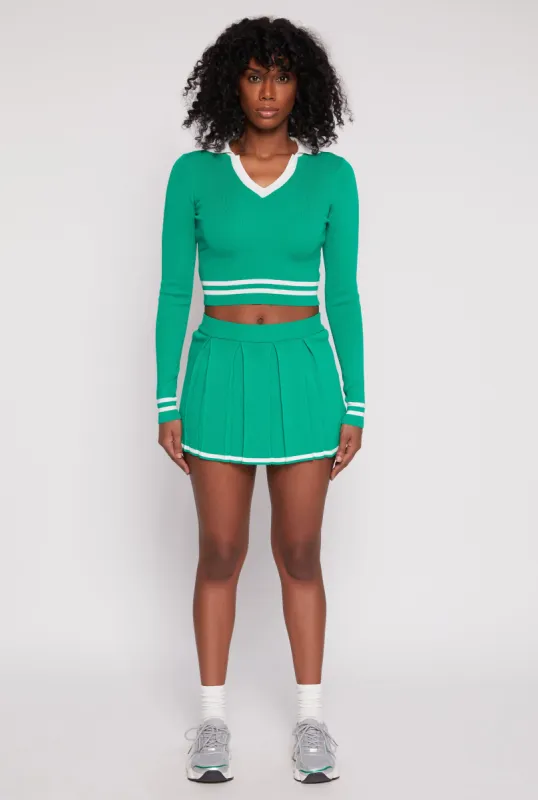 Daisy Contrast Trim Pleated Skirt sold by Rainbow