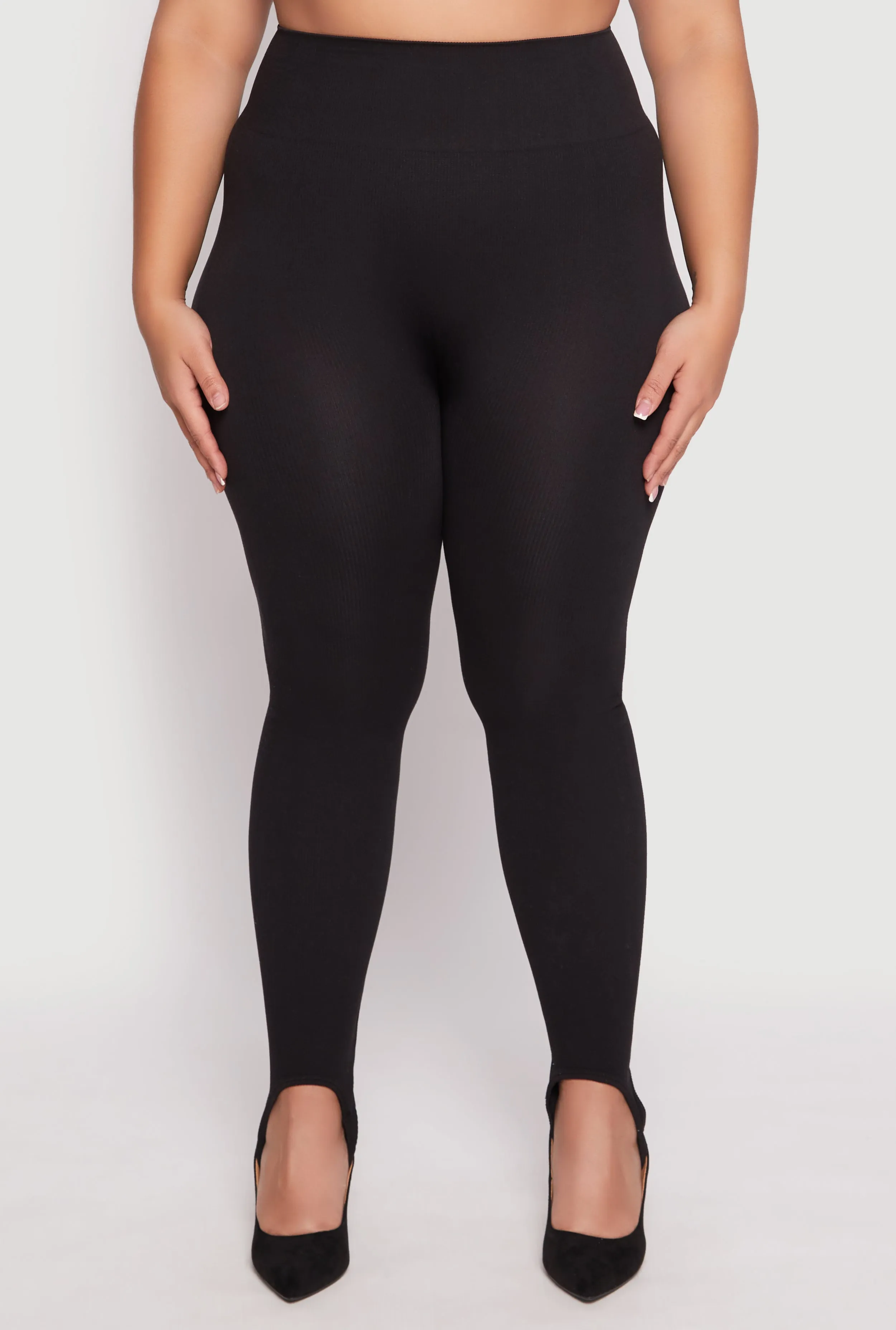 Plus Size Ribbed Knit Seamless Stirrup Leggings sold by Rainbow product image thumbnail 3