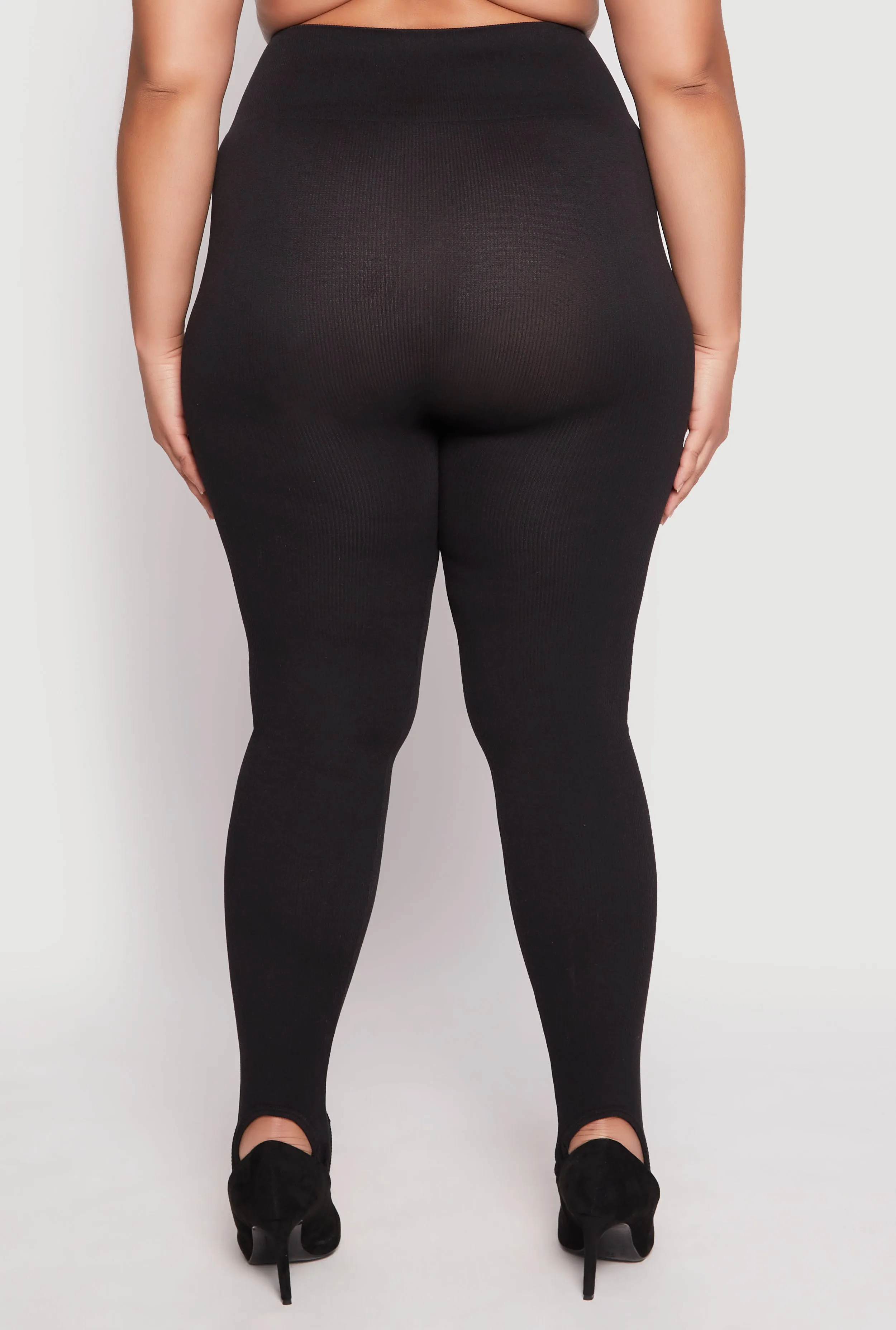 Plus Size Ribbed Knit Seamless Stirrup Leggings sold by Rainbow product image thumbnail 5