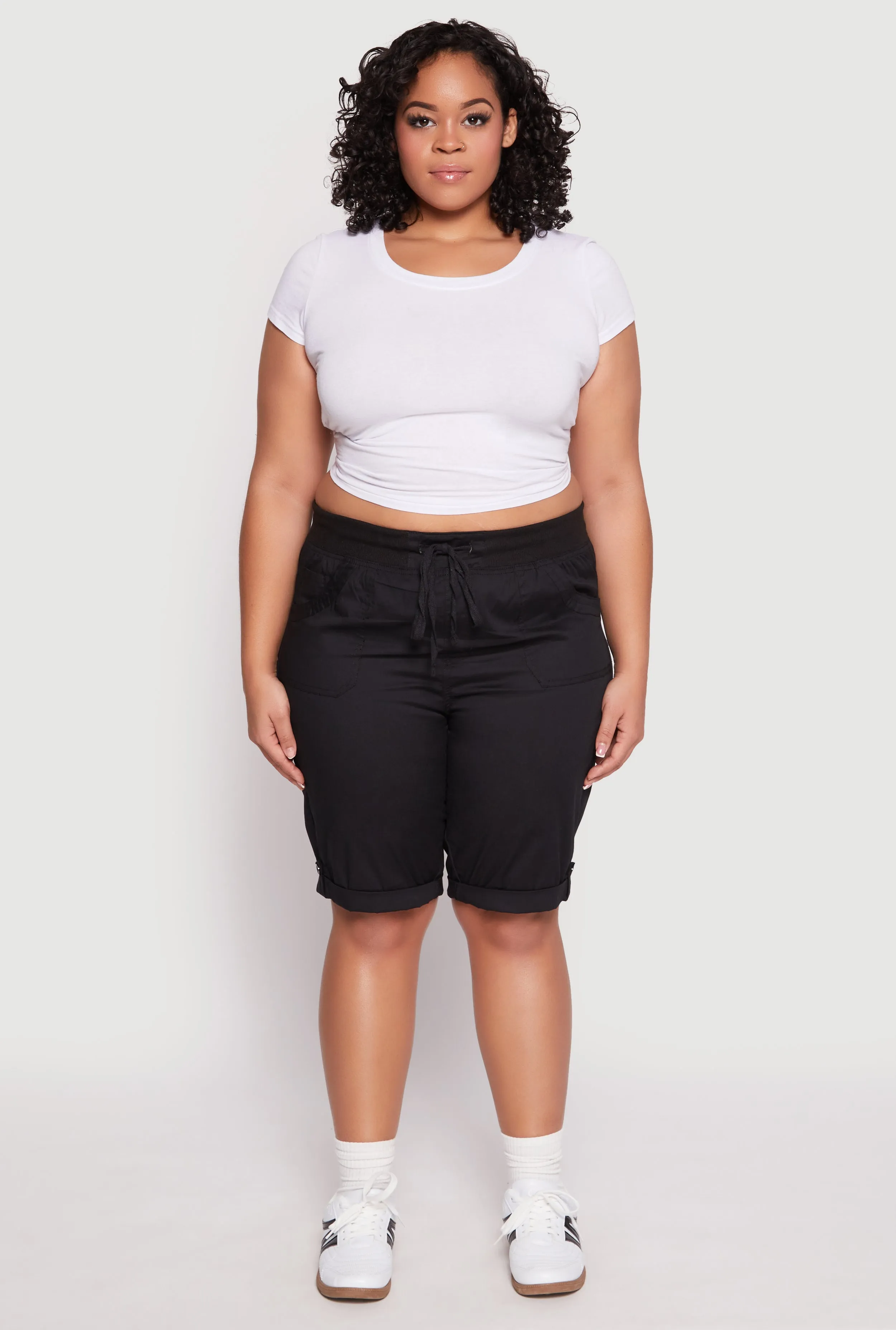 Plus Size Tabbed Cuff Bermuda Shorts sold by Rainbow