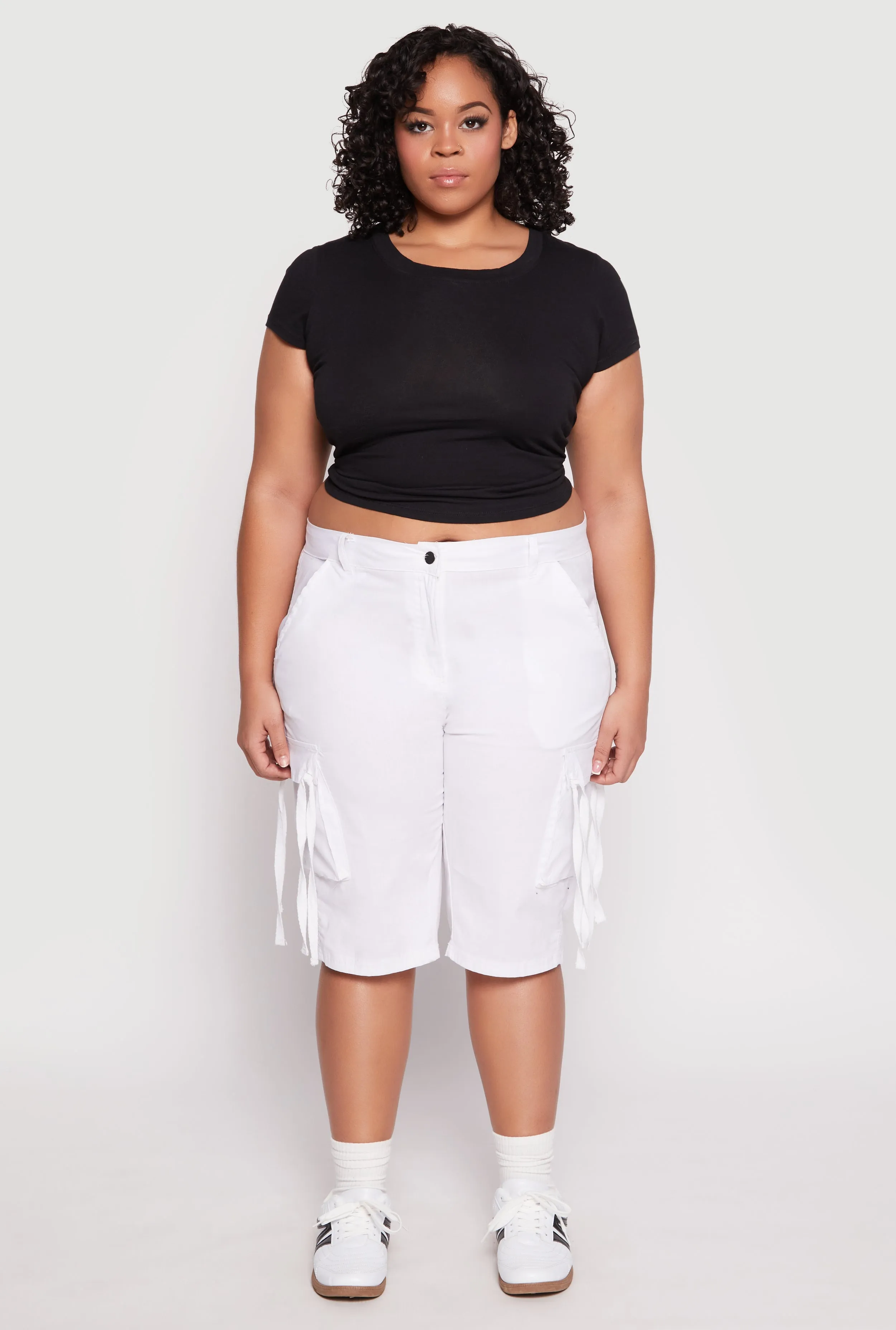 Plus Size Tie Cargo Pocket Bermuda Shorts sold by Rainbow