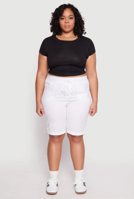 Plus Size Tabbed Cuff Bermuda Shorts sold by Rainbow