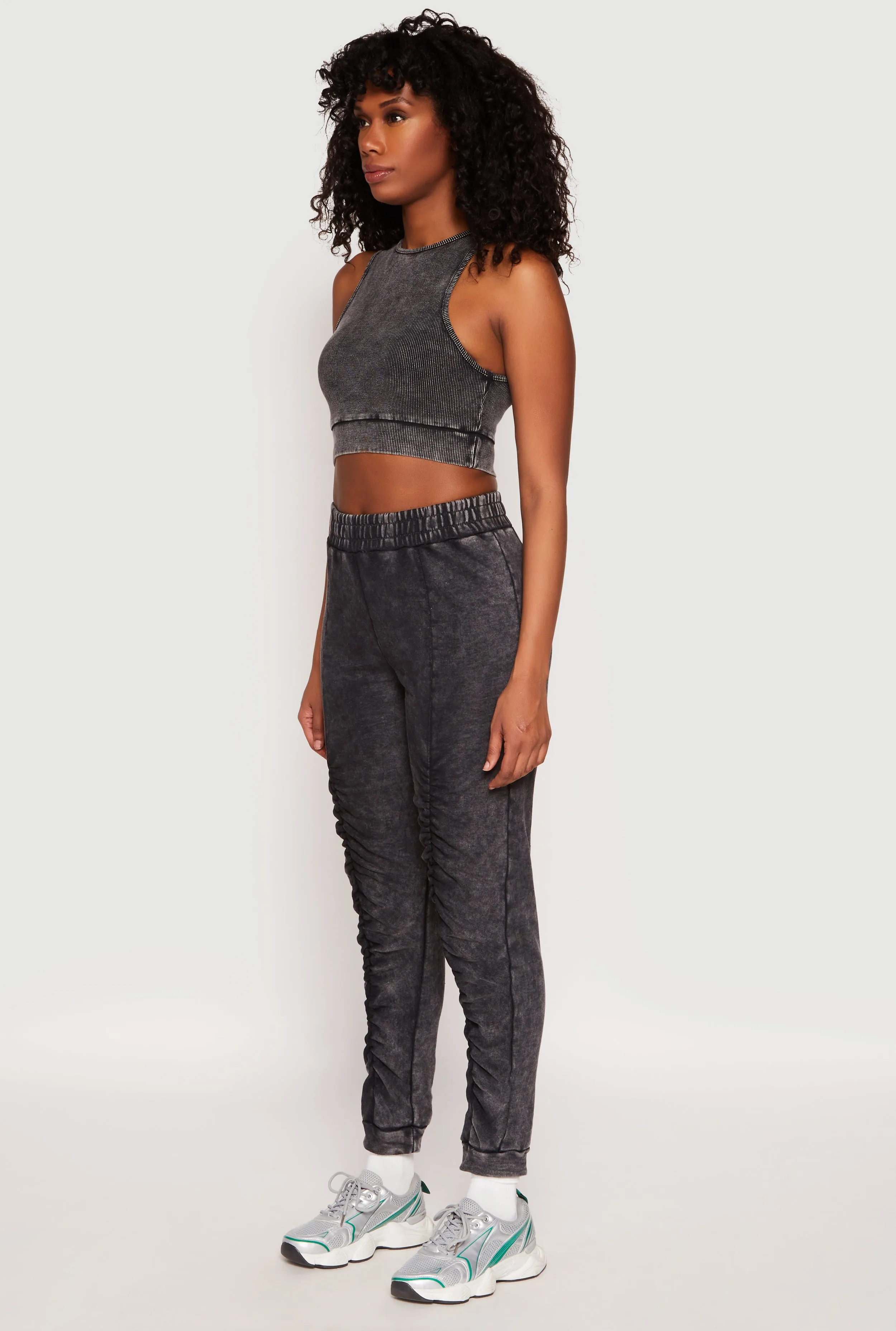 Ribbed Knit Acid Wash Racerback Crop Top sold by Rainbow product image thumbnail 3