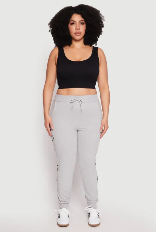 Plus Size Blessed Cross Print Joggers sold by Rainbow