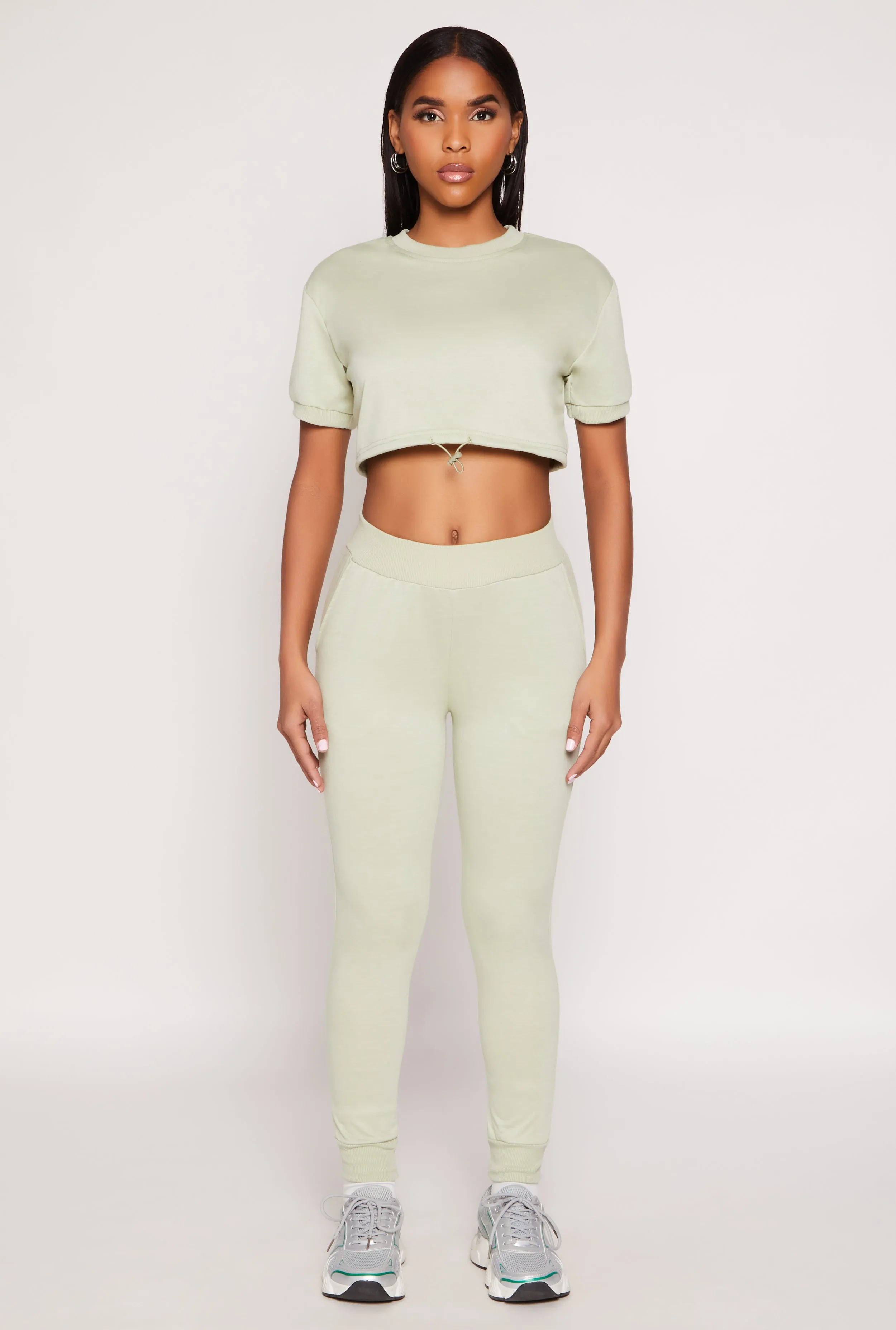 French Terry Toggle Drawstring Hem Crop Top sold by Rainbow product image thumbnail 2