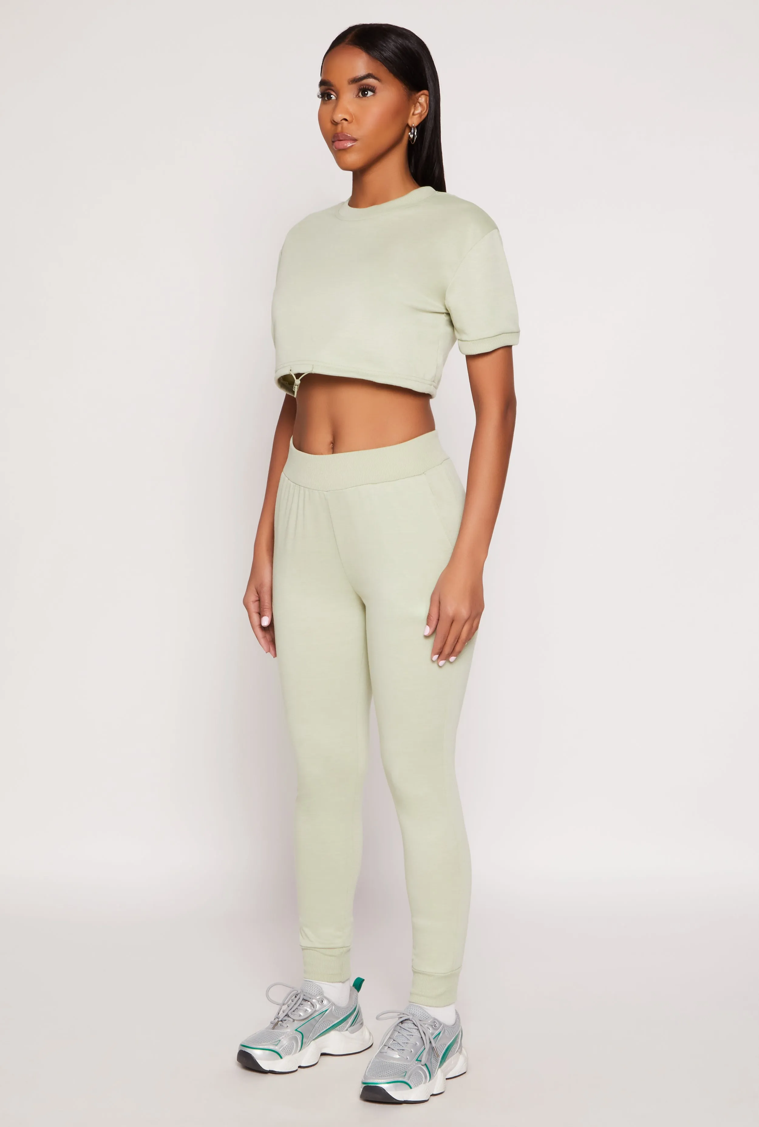 French Terry Toggle Drawstring Hem Crop Top sold by Rainbow product image thumbnail 3