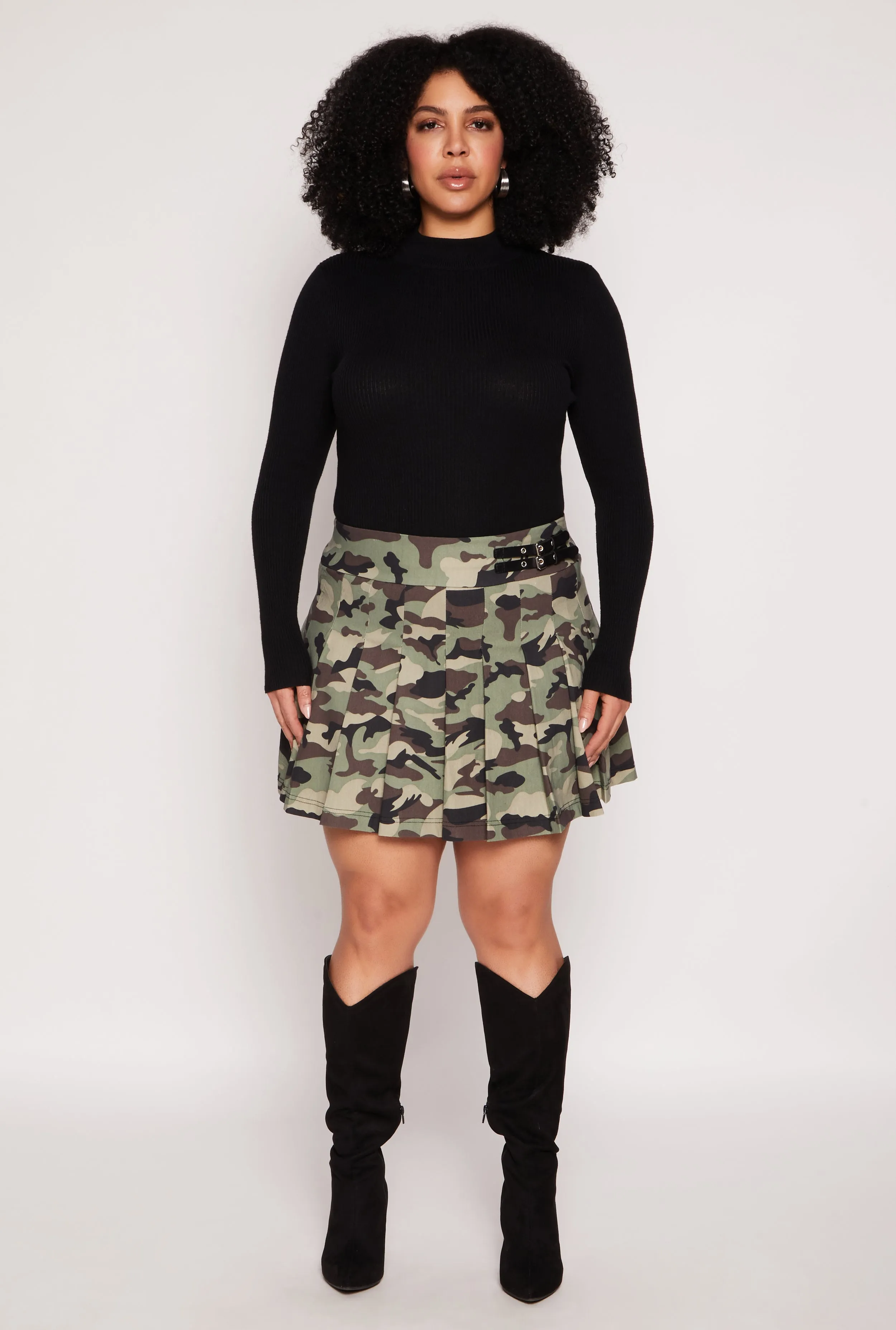 Plus Size Printed Pleated Skirt sold by Rainbow