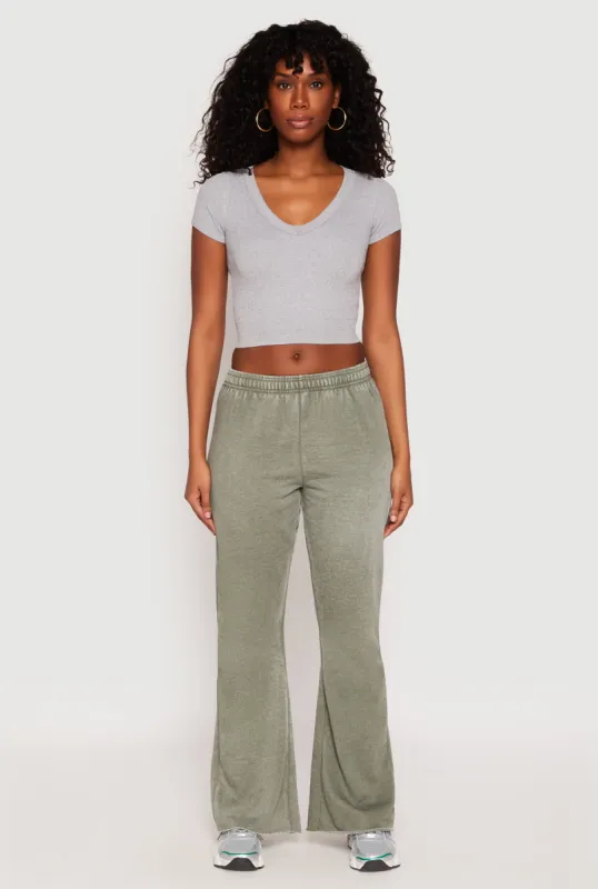 Brushed Knit Acid Wash Flare Sweatpants sold by Rainbow