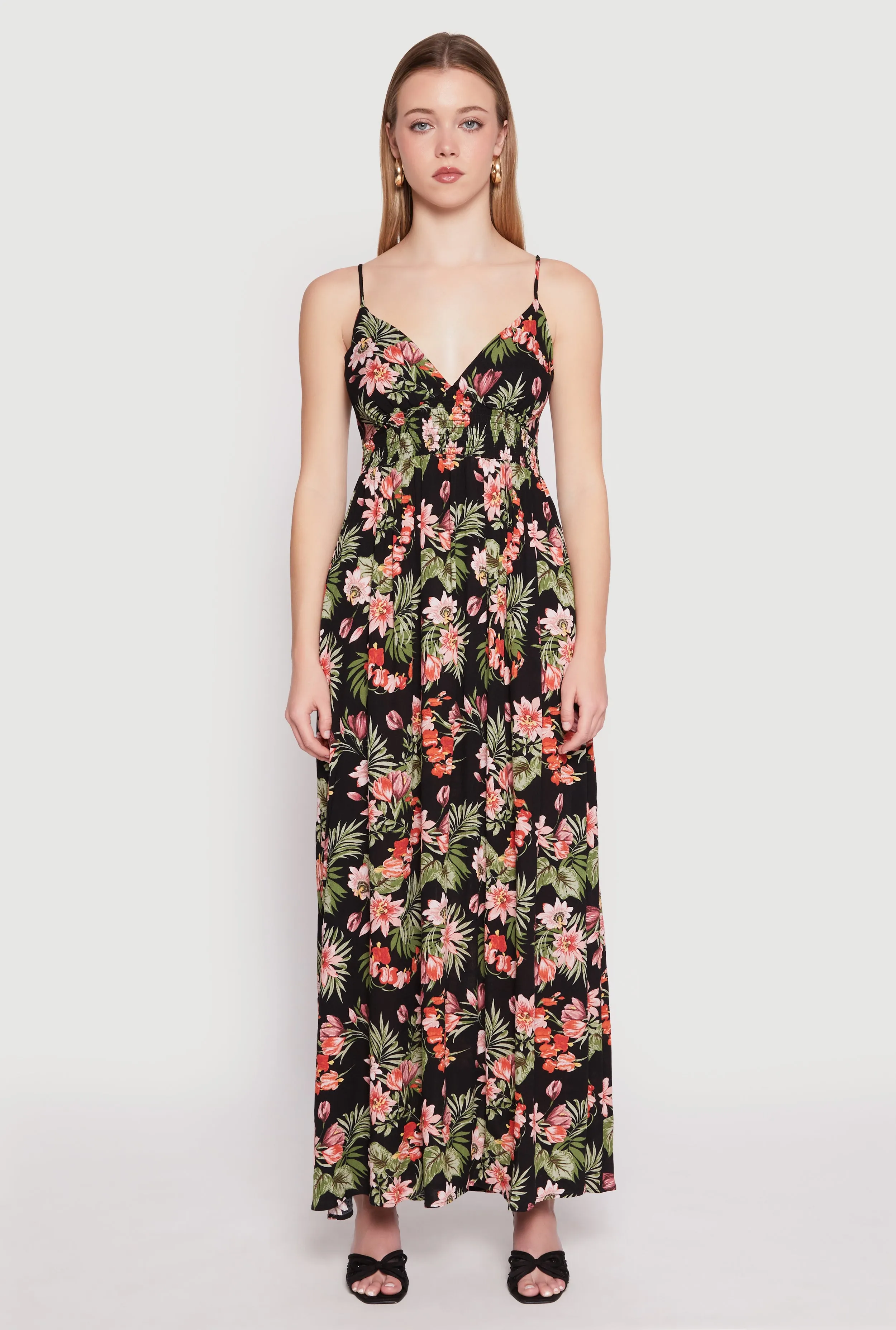 Floral Print Empire Waist Maxi Dress sold by Rainbow