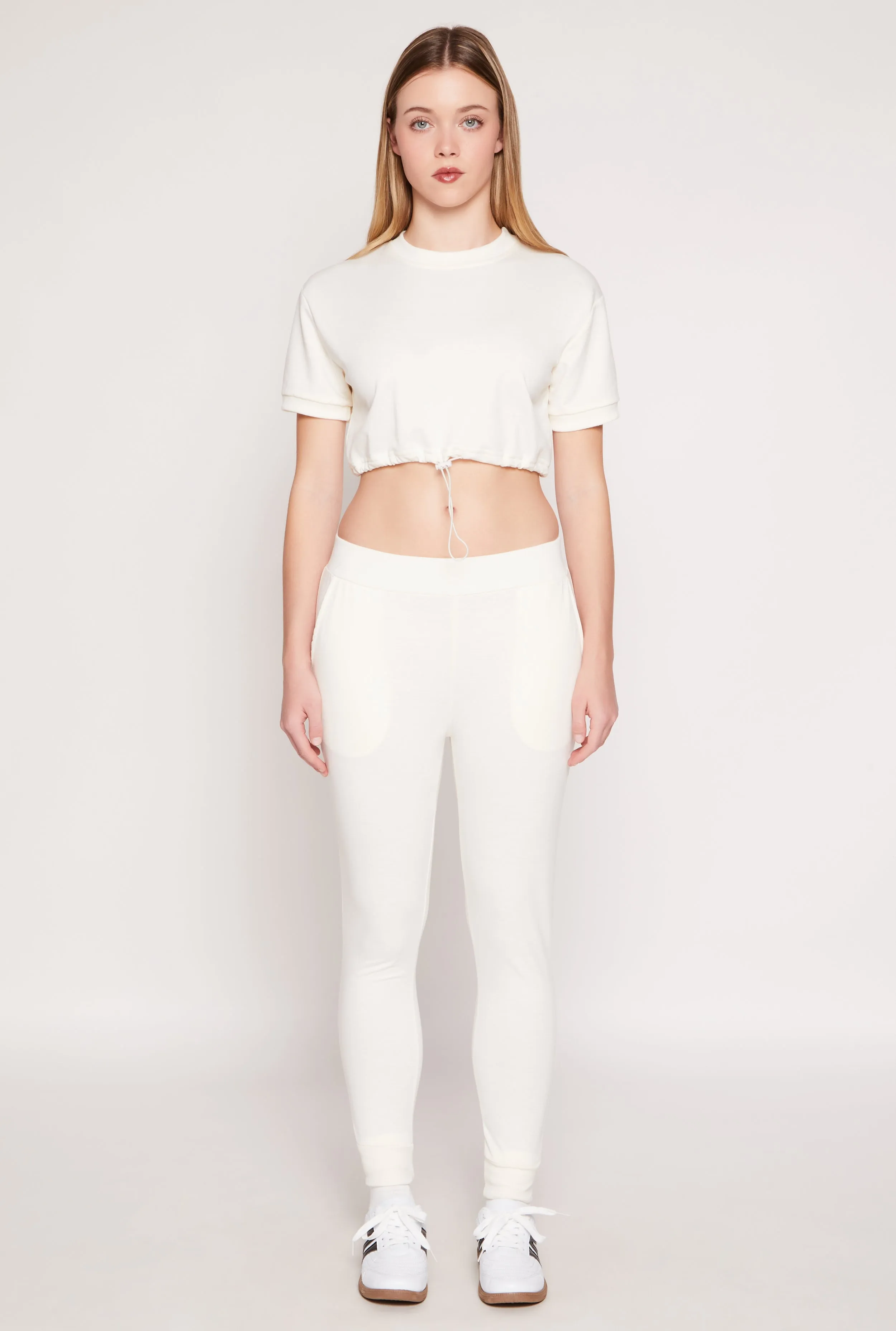 French Terry Toggle Drawstring Hem Crop Top sold by Rainbow product image thumbnail 2