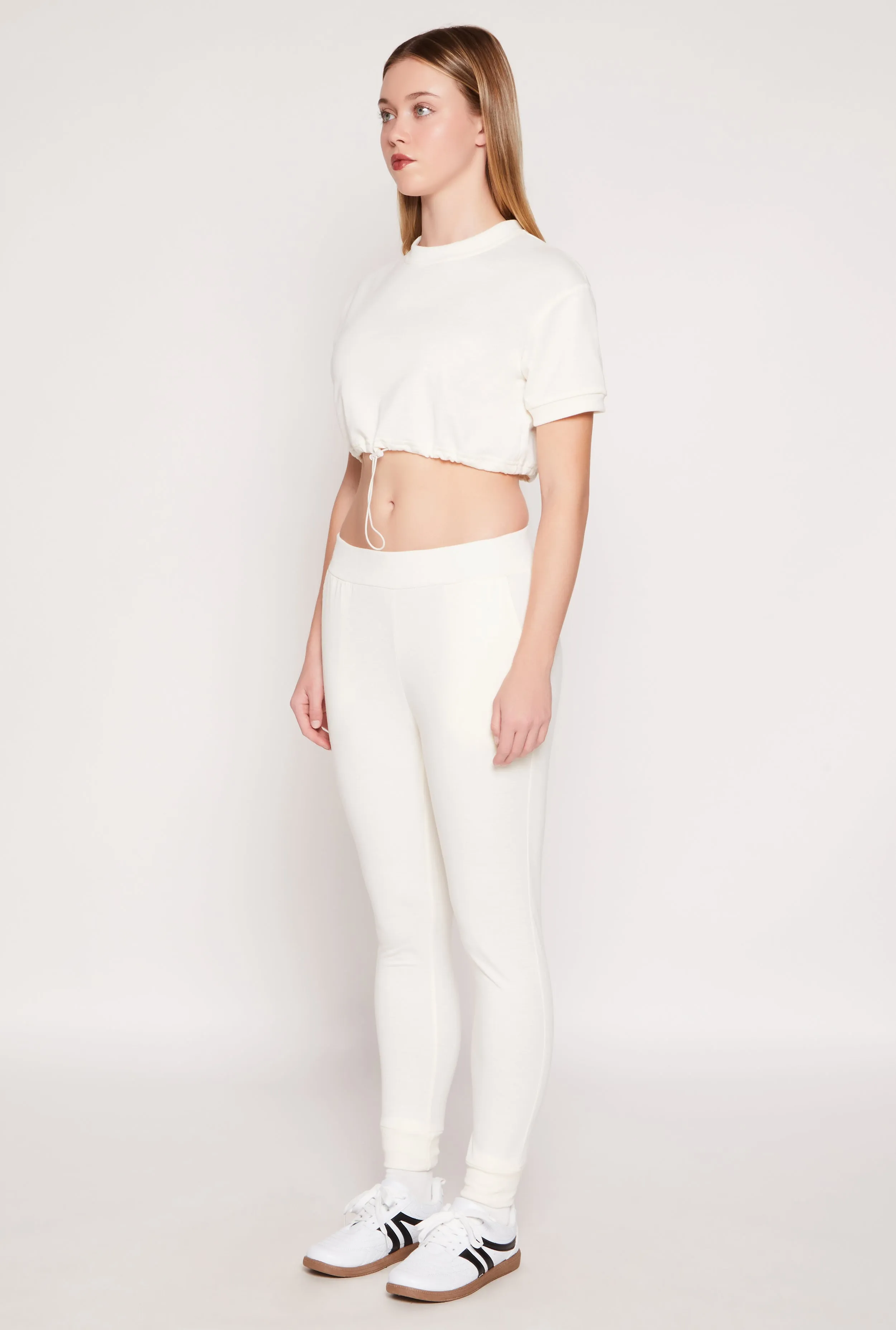 French Terry Toggle Drawstring Hem Crop Top sold by Rainbow product image thumbnail 3